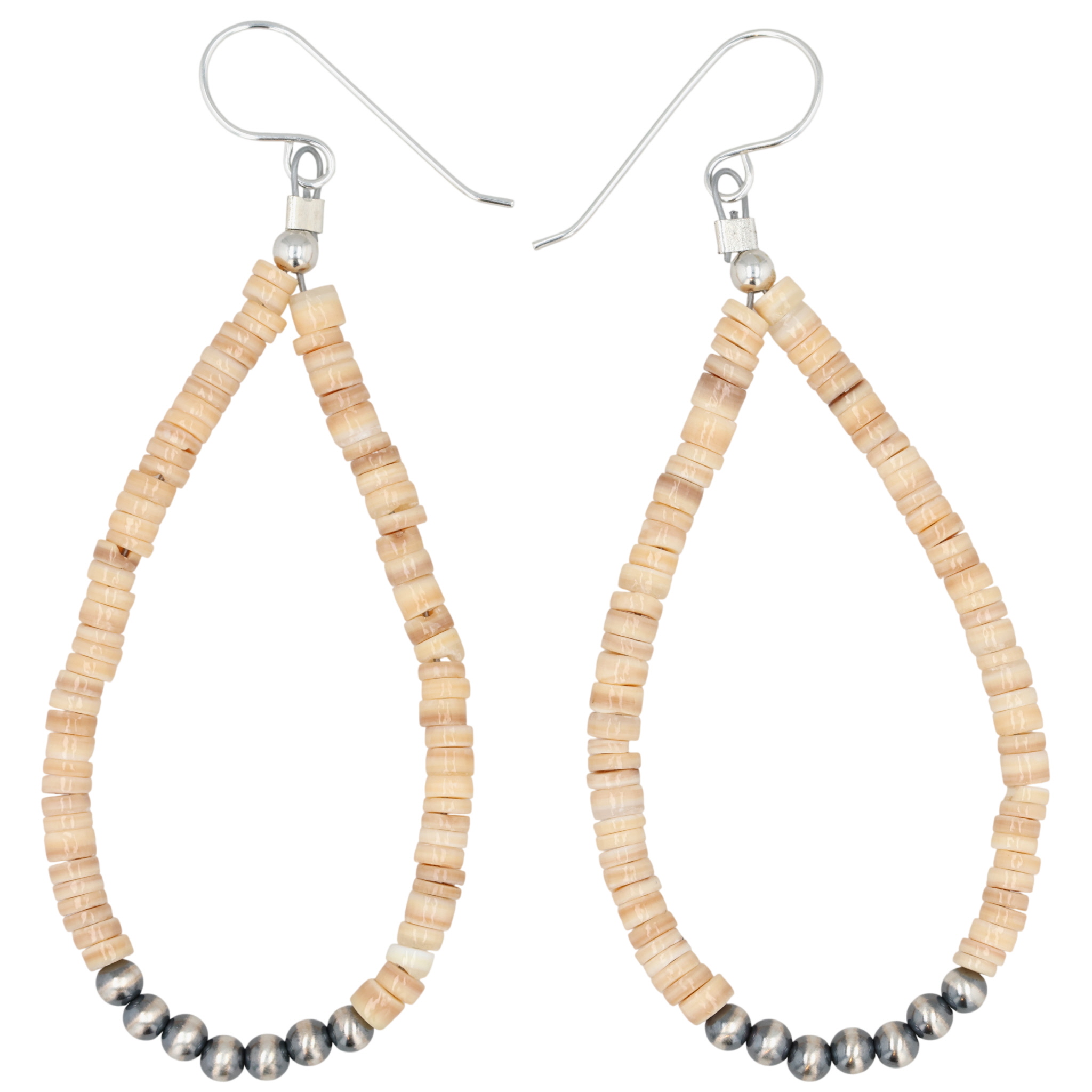 Southwest Sterling Shell and Oxidized Bead Earrings