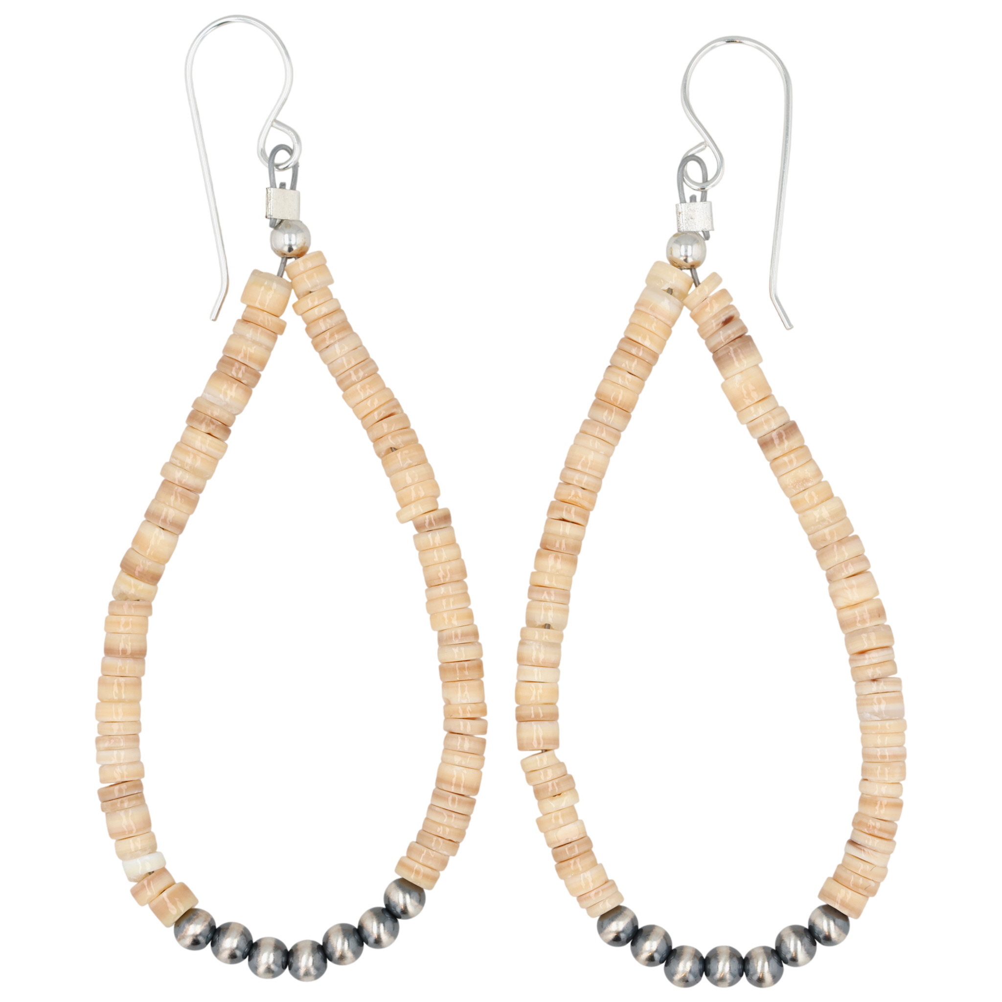 Southwest Sterling Shell and Oxidized Bead Earrings
