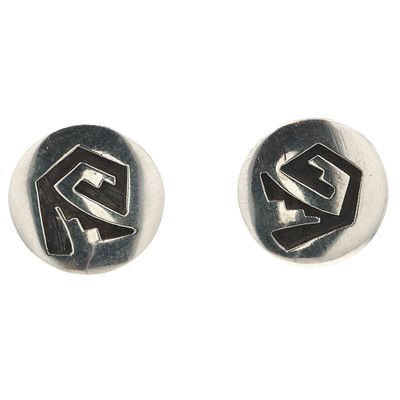 Signed Hopi Sterling Overlay Earrings / 3g / Signed with pictomark