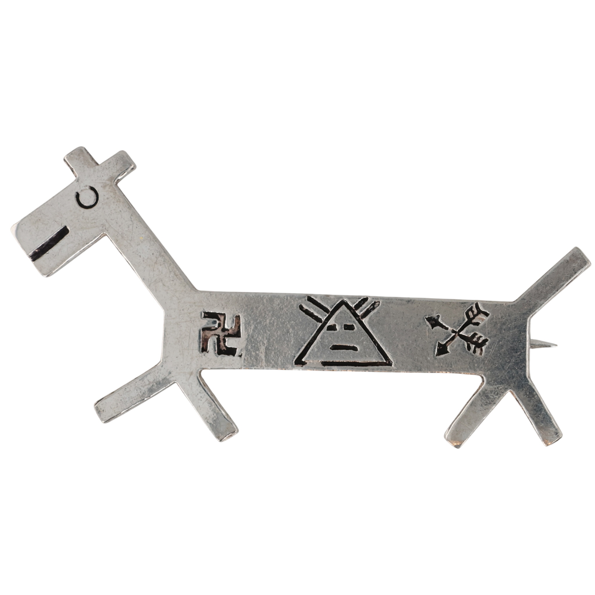 Pre-1940's Navajo Sterling Stamped Horse Brooch