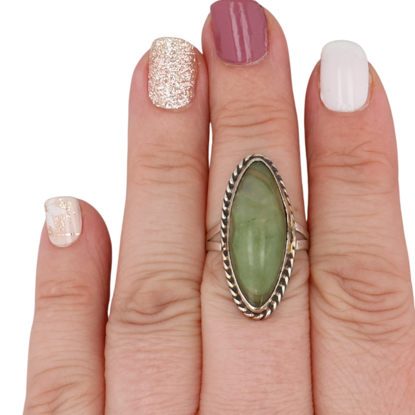 Navajo Sterling Agate Ring Sz 8