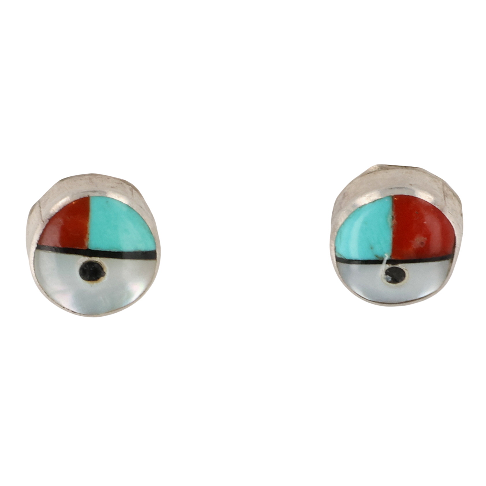 Zuni Sterling Multi-Stone Inlay Sunface Earrings