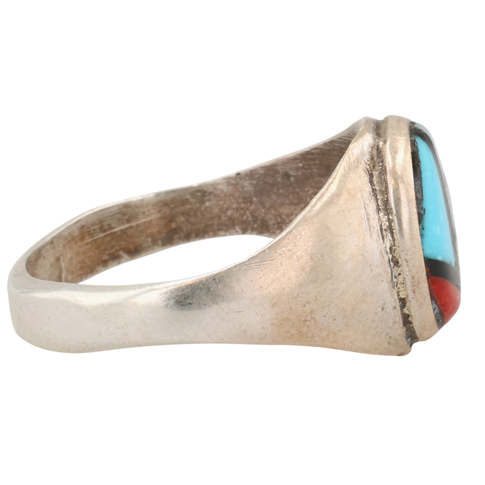 Raymond Bobelu Zuni Sterling Multi-Stone Inlay Ring Sz 10