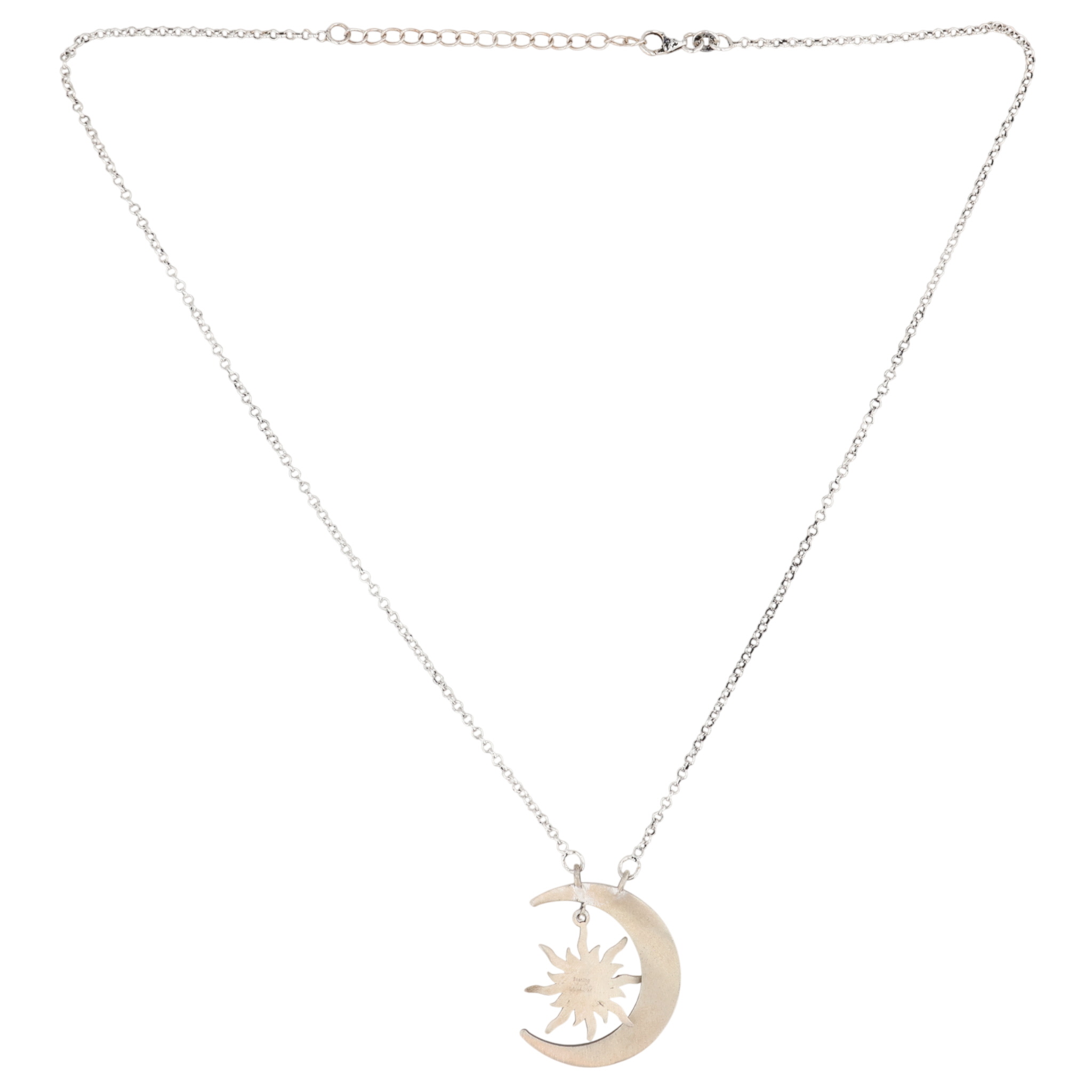 HaDa Collection Sterling Pink Dahlia Crescent Moon Necklace