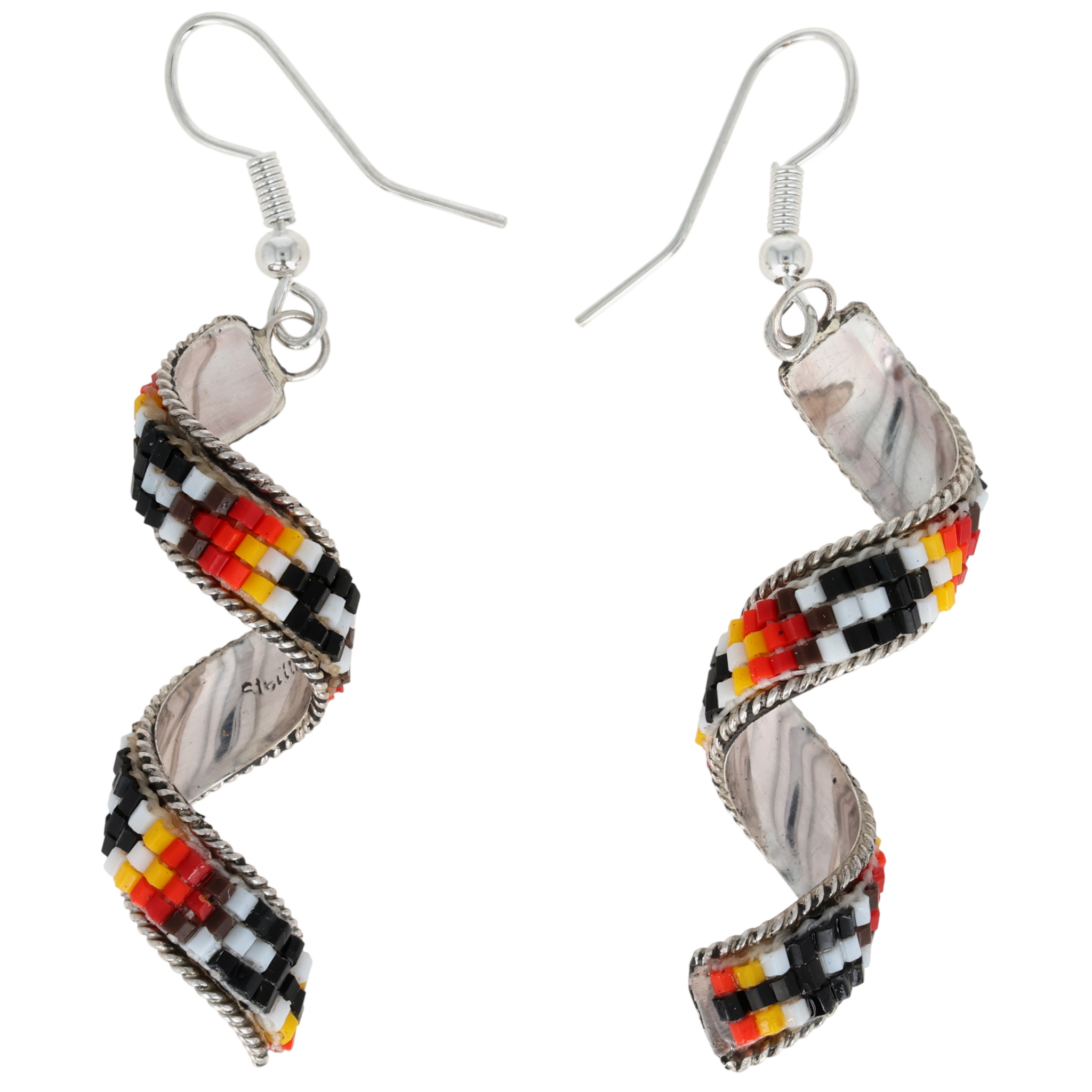 Lucille Romone Navajo Sterling Microbead Spiral Earrings