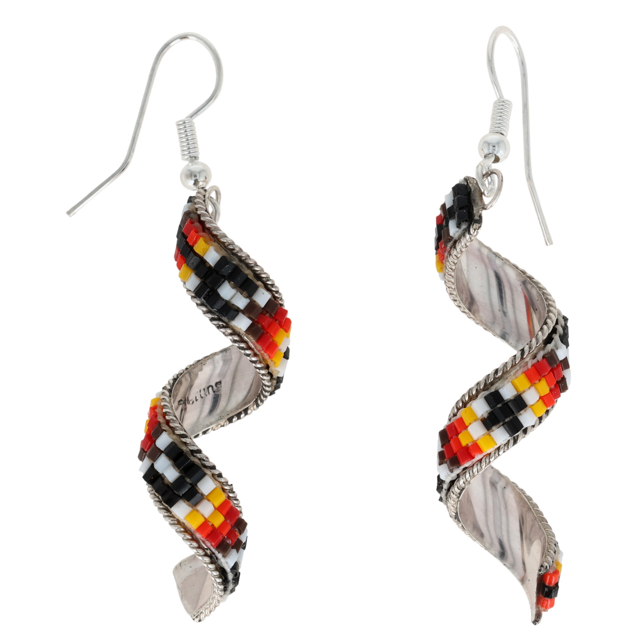 Lucille Romone Navajo Sterling Microbead Spiral Earrings