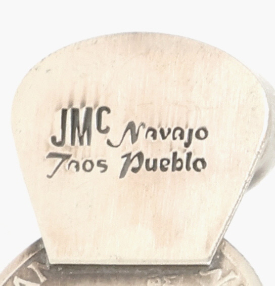 James McCabe Navajo Sterling Kingman Turquoise Mercury Dime Cuff Bracelet