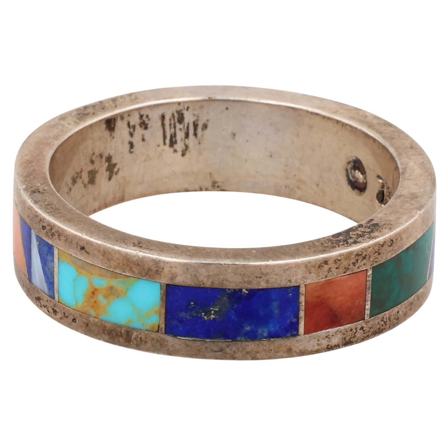 Valerie Yazzie Navajo Sterling Multi-Stone Inlay Ring Sz 9.5