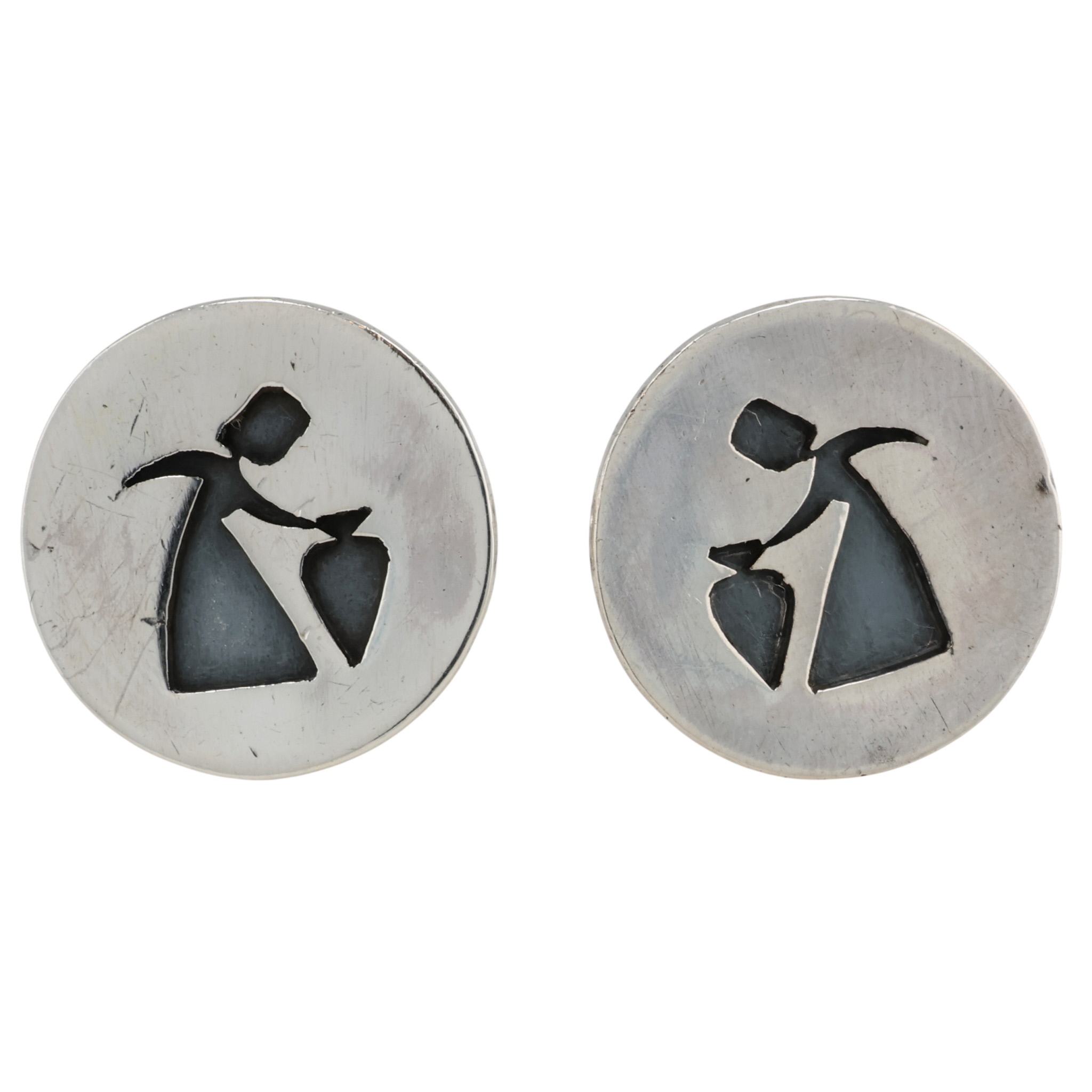 Signed Taxco Sterling Figural Cufflinks