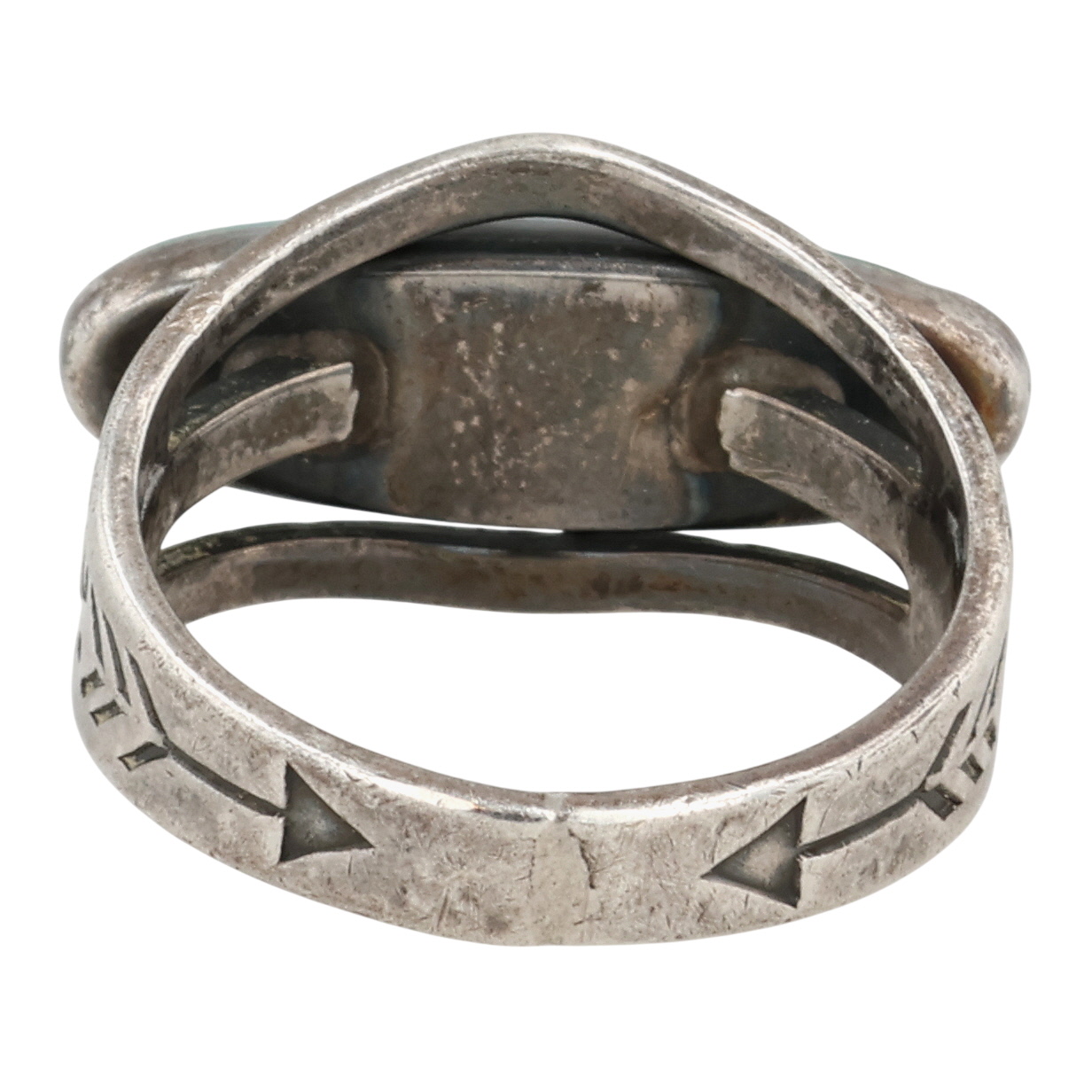 Vintage Navajo Sterling Turquoise Stamped Ring Sz 5.5