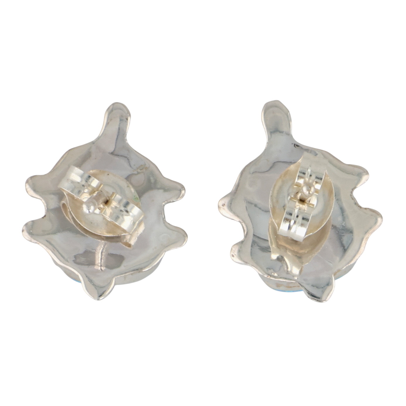 Sarah Bowannie Zuni Sterling Opal Turtle Earrings