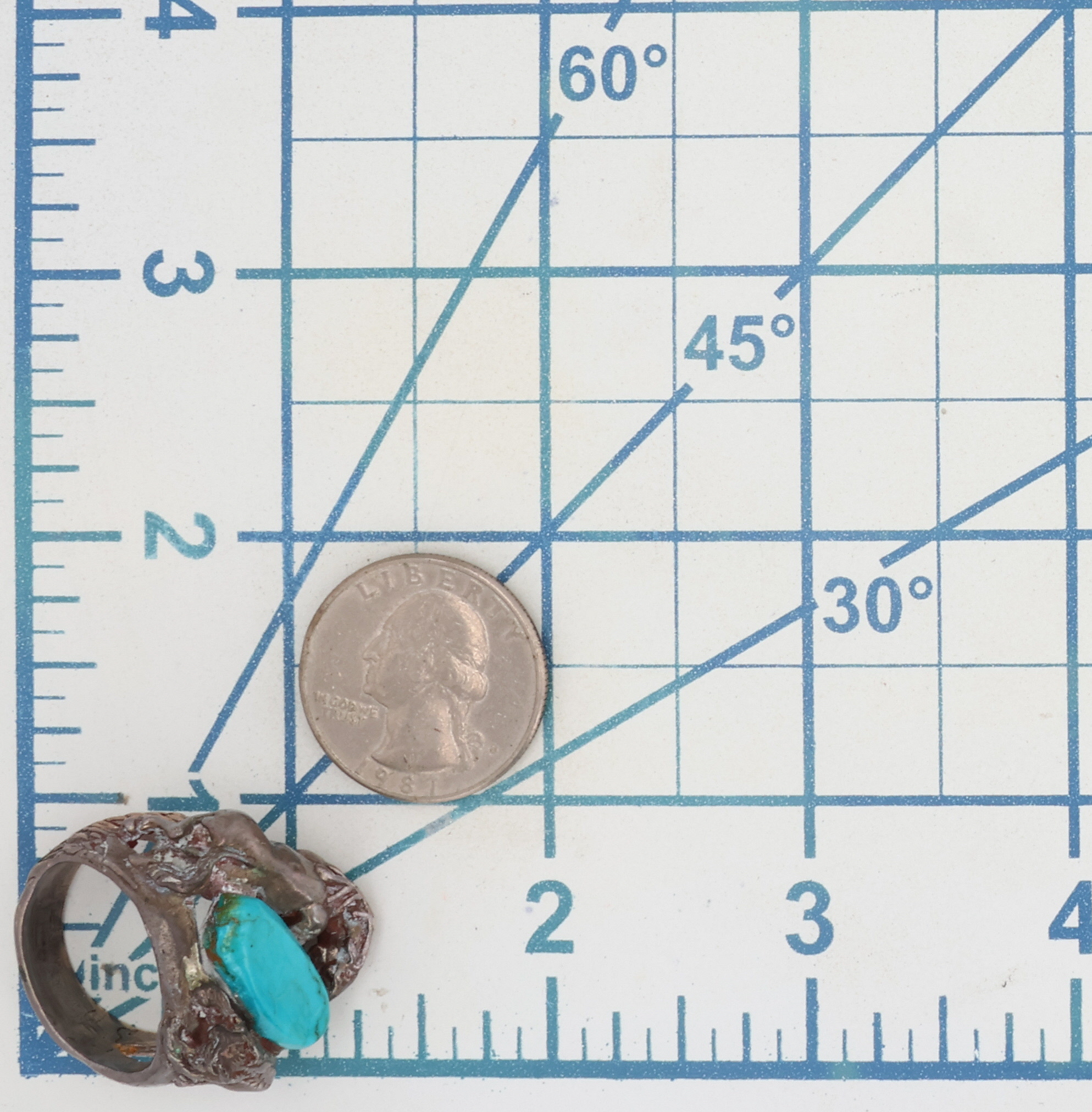 Navajo Sterling Turquoise Horse and Bobcat Ring Sz 9.25