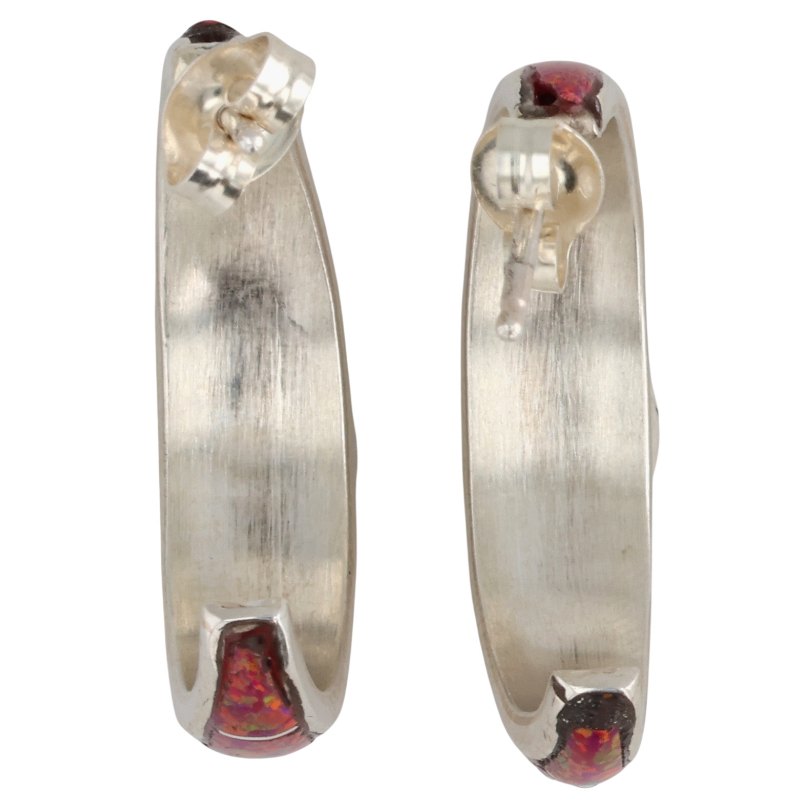 James Kee Zuni Sterling Opal Inlay Earrings