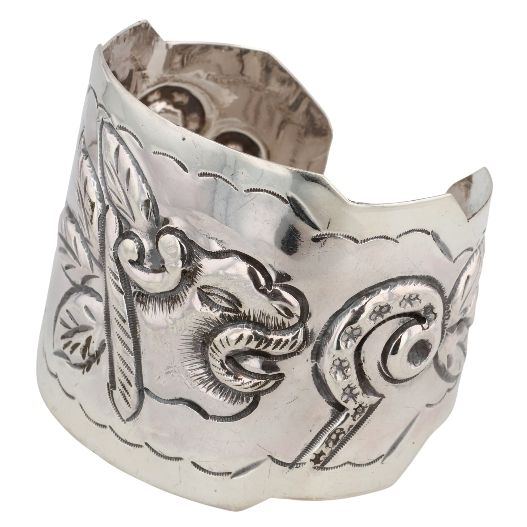 Mexico Sterling Repousse Cuff Bracelet