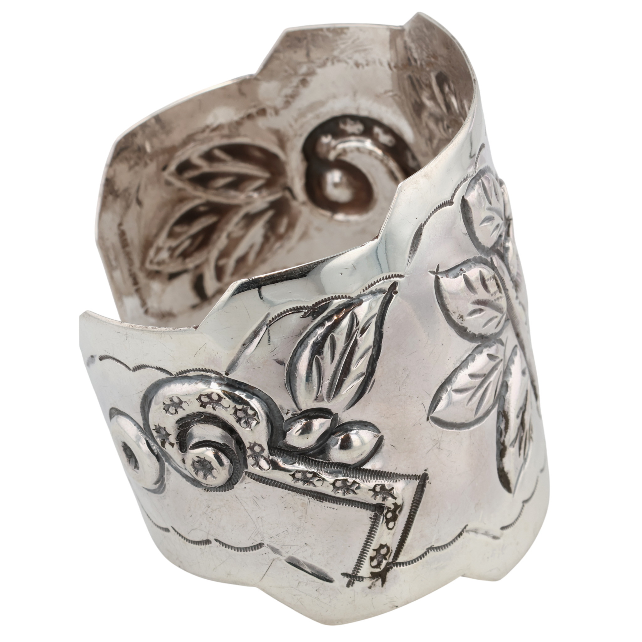 Mexico Sterling Repousse Cuff Bracelet