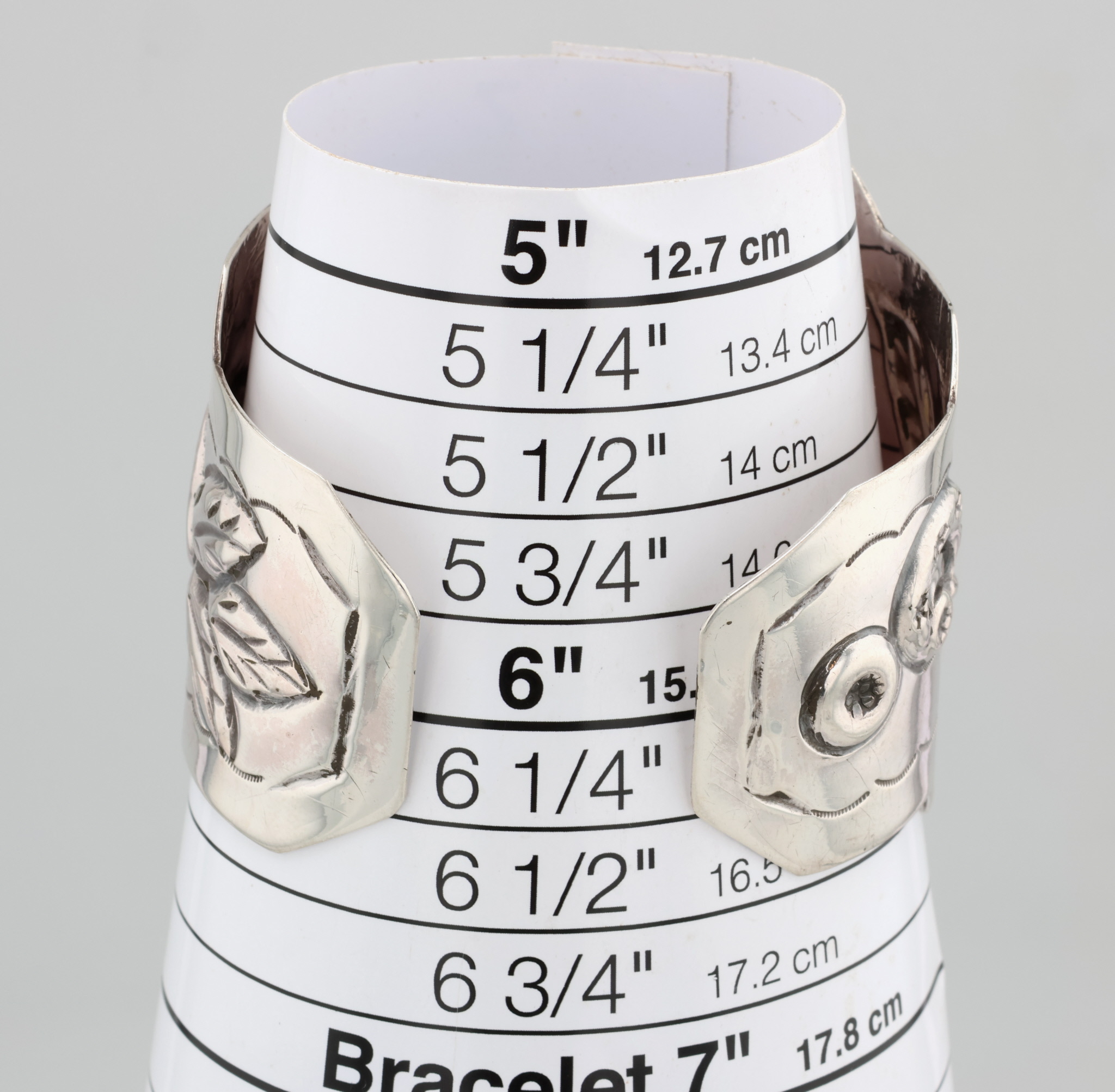 Mexico Sterling Repousse Cuff Bracelet