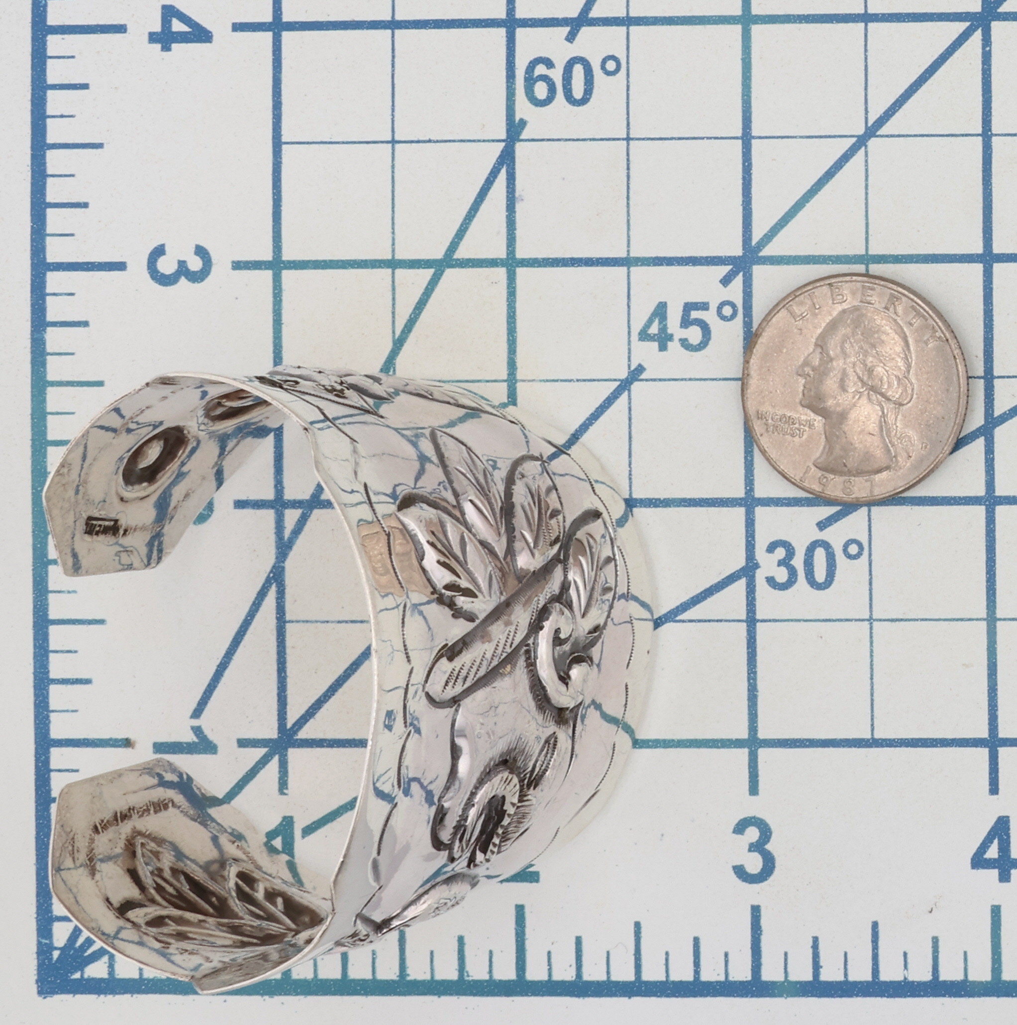 Mexico Sterling Repousse Cuff Bracelet