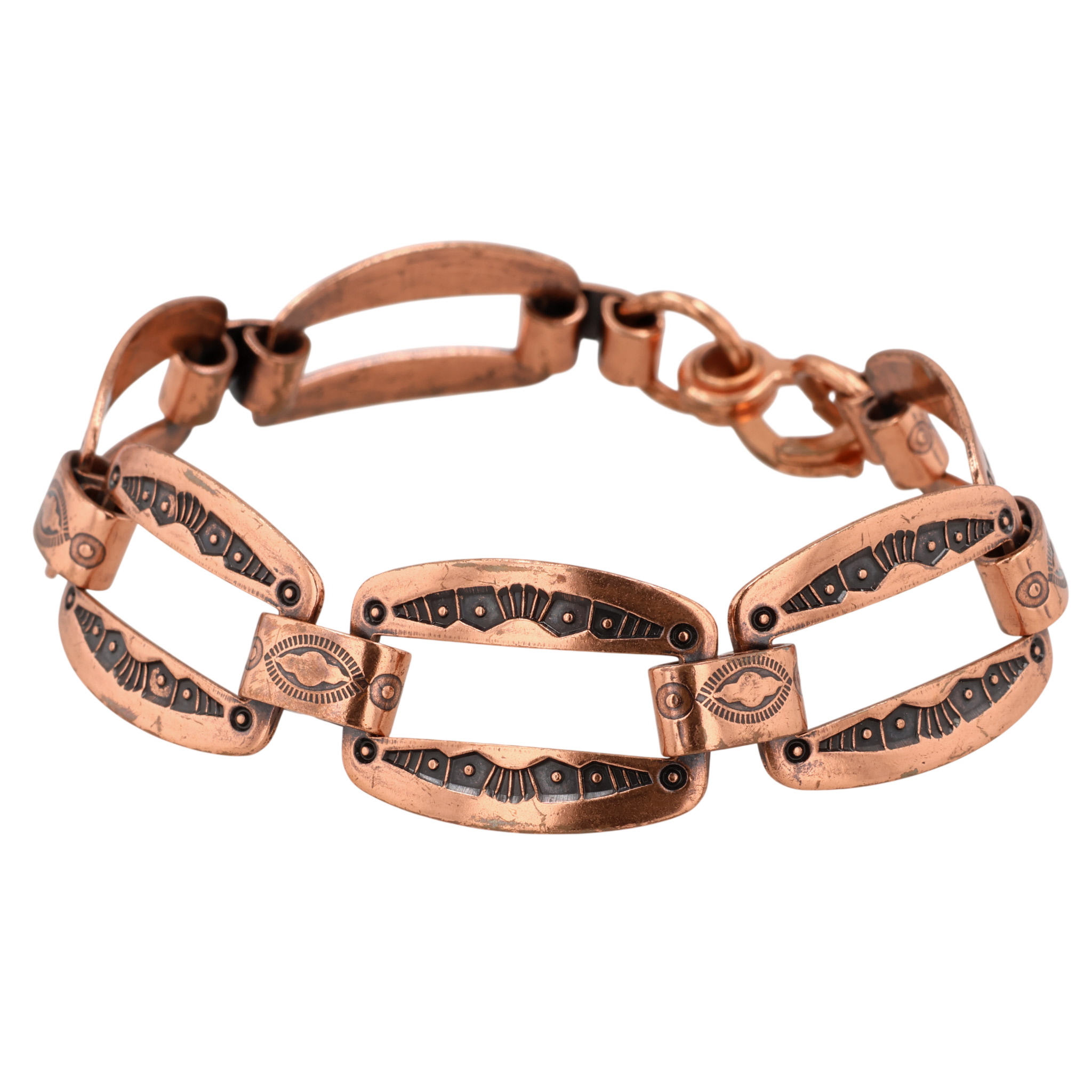 Navajo Copper Stamped Link Bracelet
