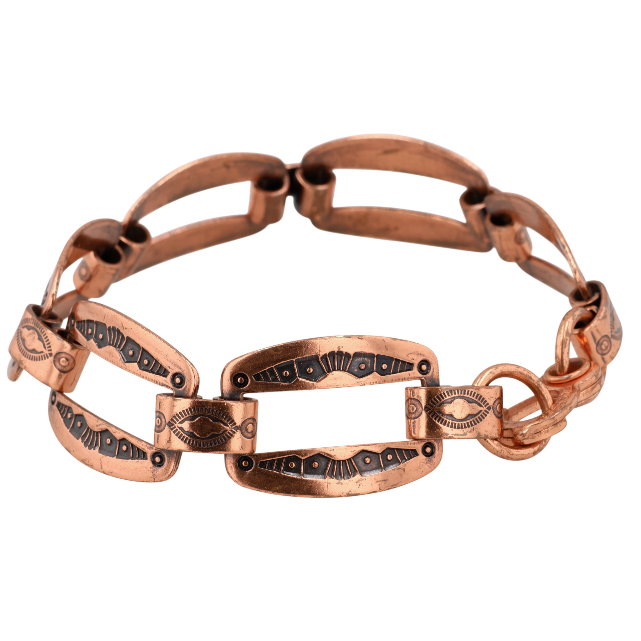Navajo Copper Stamped Link Bracelet