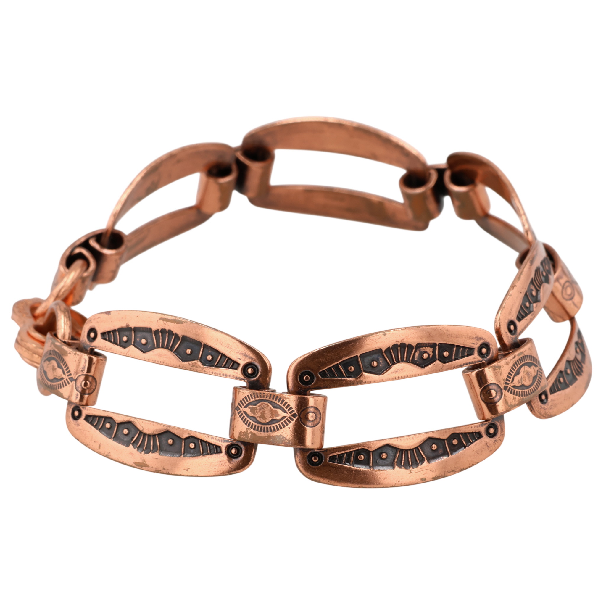 Navajo Copper Stamped Link Bracelet