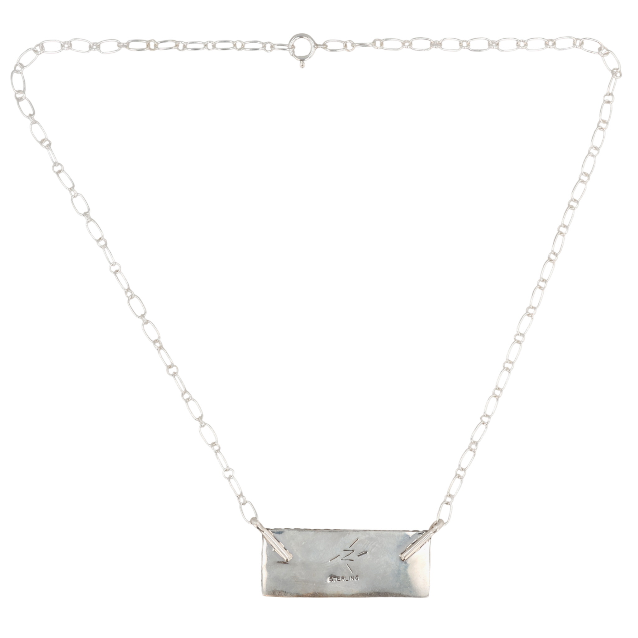 Kenny Lonjose Navajo Sterling Kingman Turquoise Bar Necklace