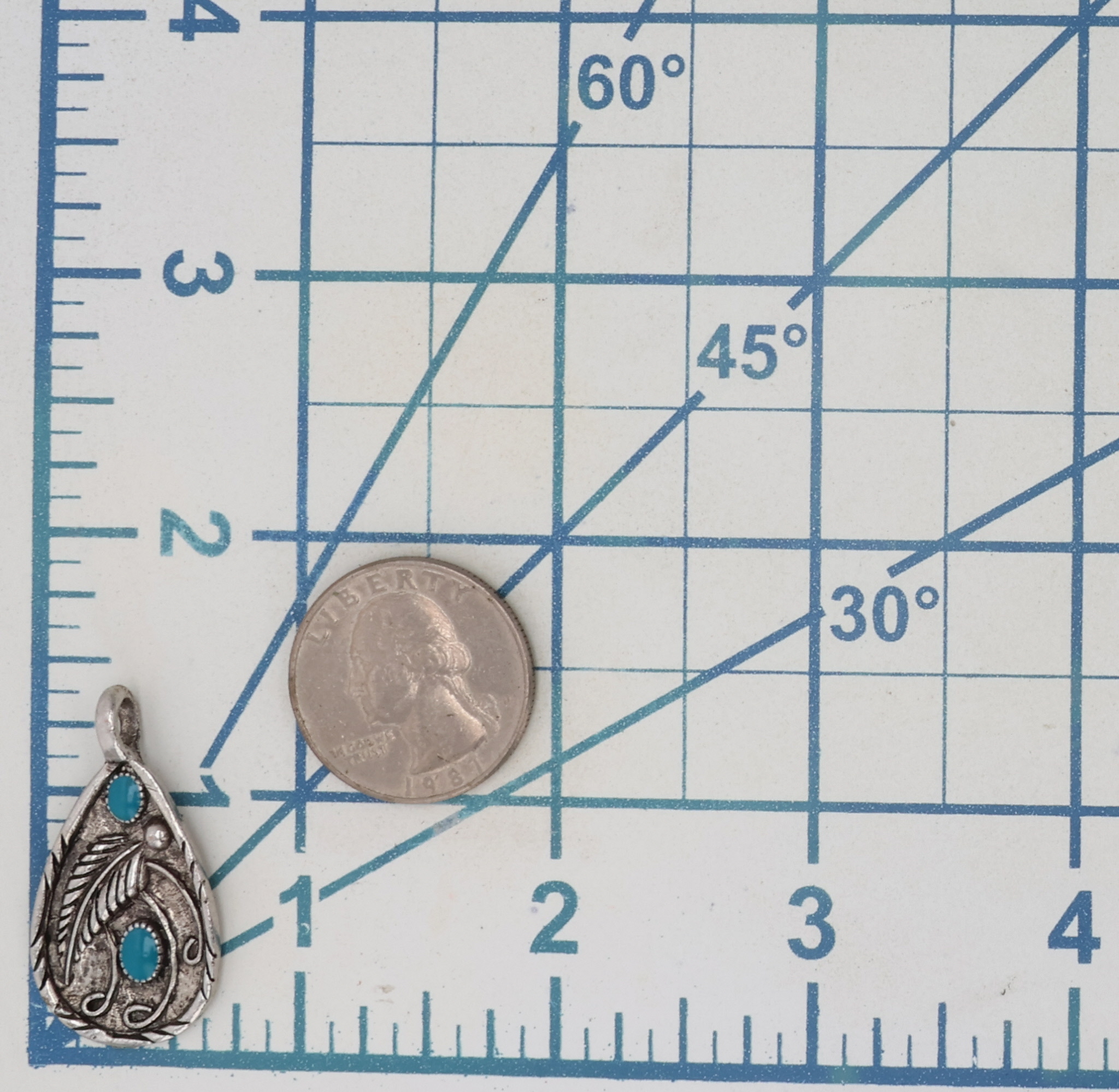 Southwest Sterling Turquoise Pendant