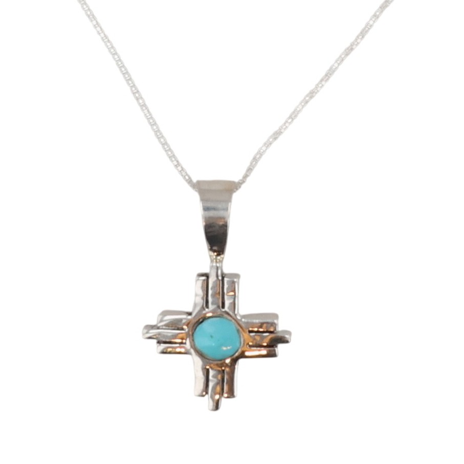 Jerold Francisco Navajo Sterling Turquoise Zia Necklace