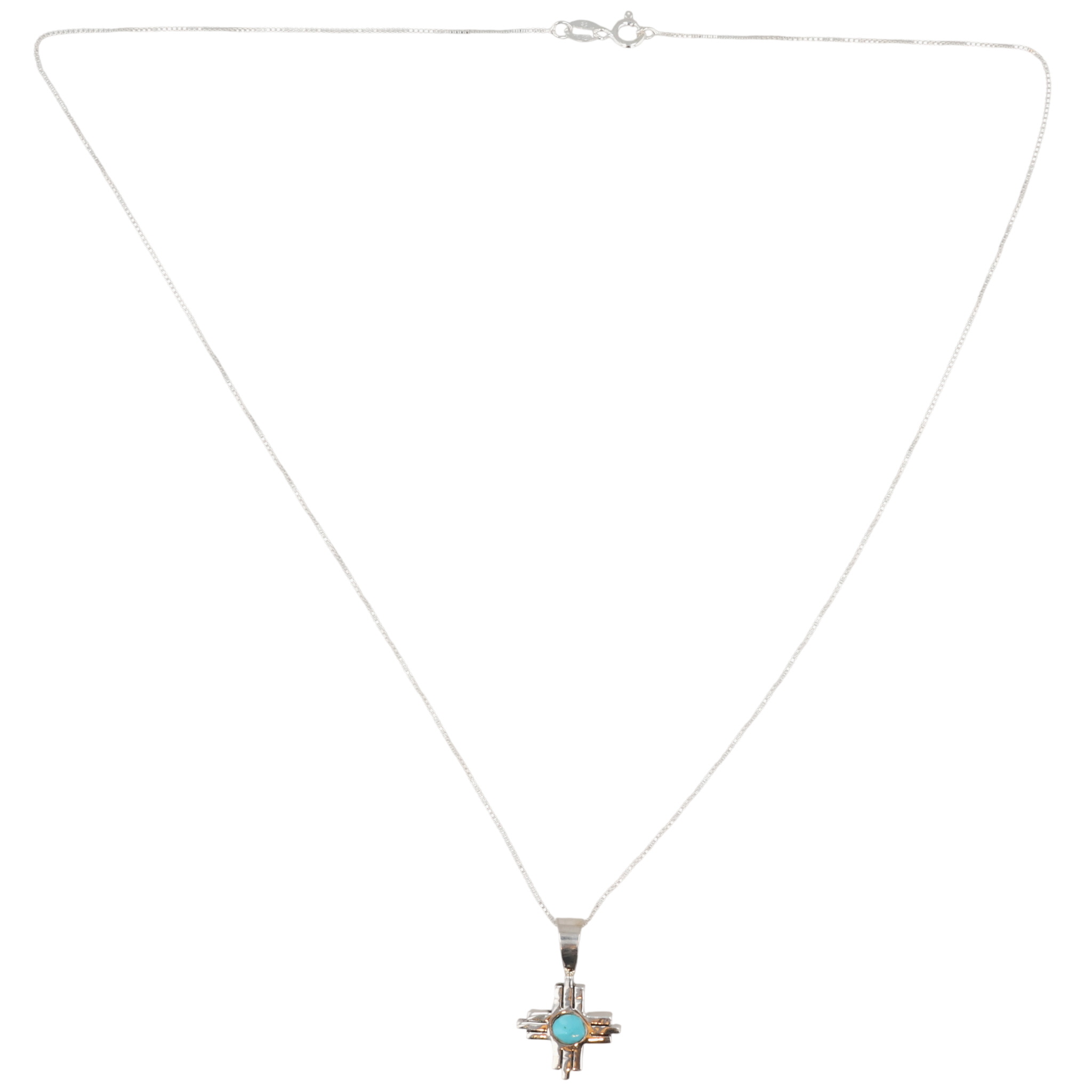 Jerold Francisco Navajo Sterling Turquoise Zia Necklace