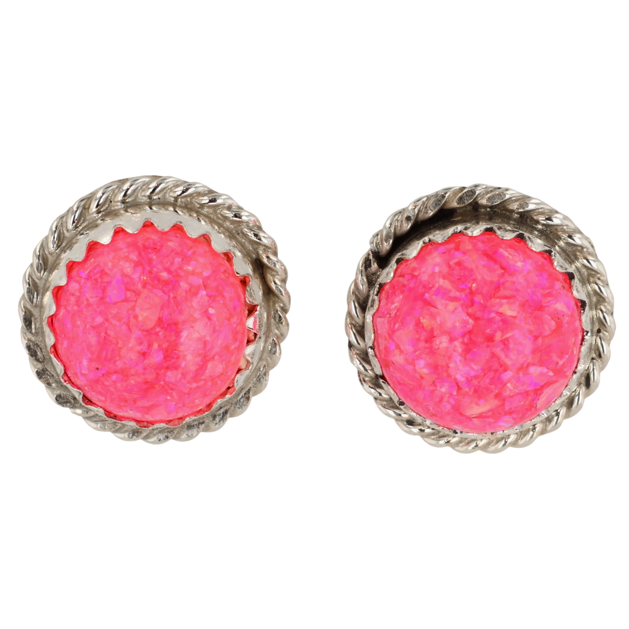 Esther White Navajo Sterling Opal Earrings