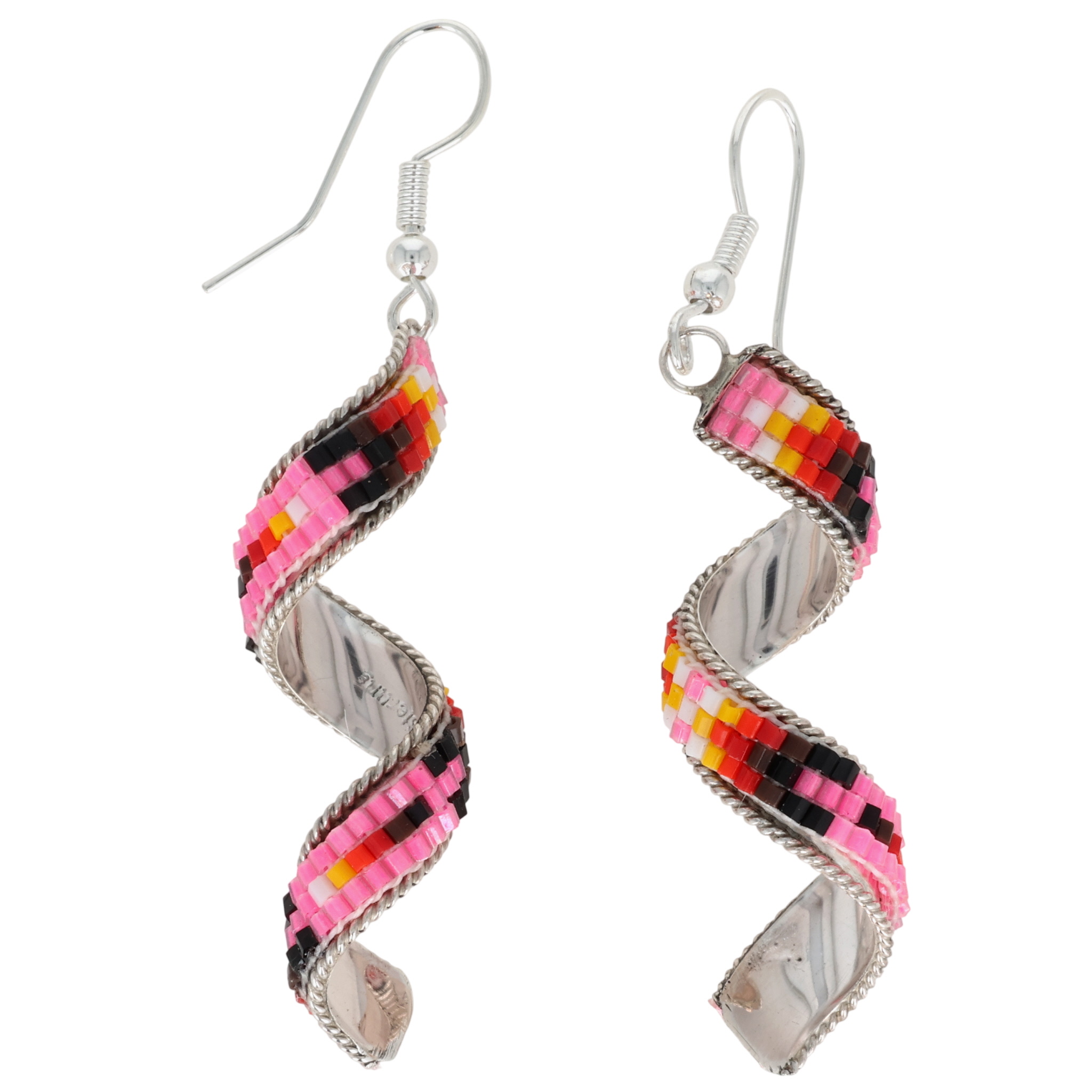 Lucille Romone Navajo Sterling Microbead Spiral Earrings