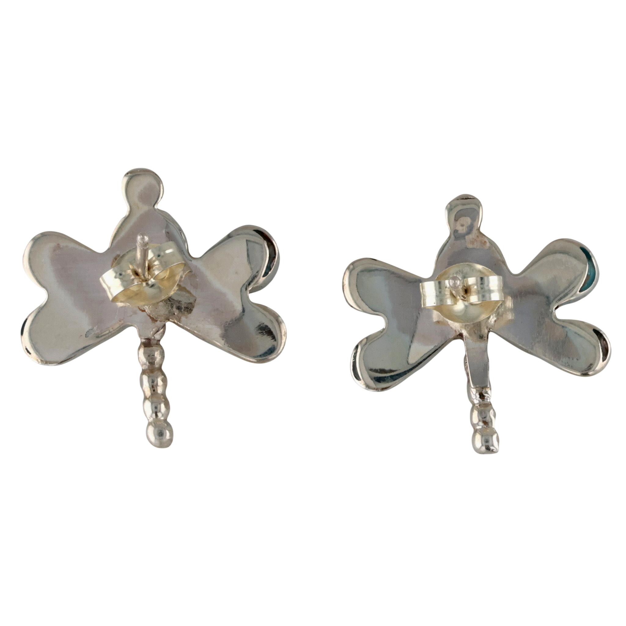 Swain Charley Zuni Sterling Kingman Turquoise Dragonfly Earrings