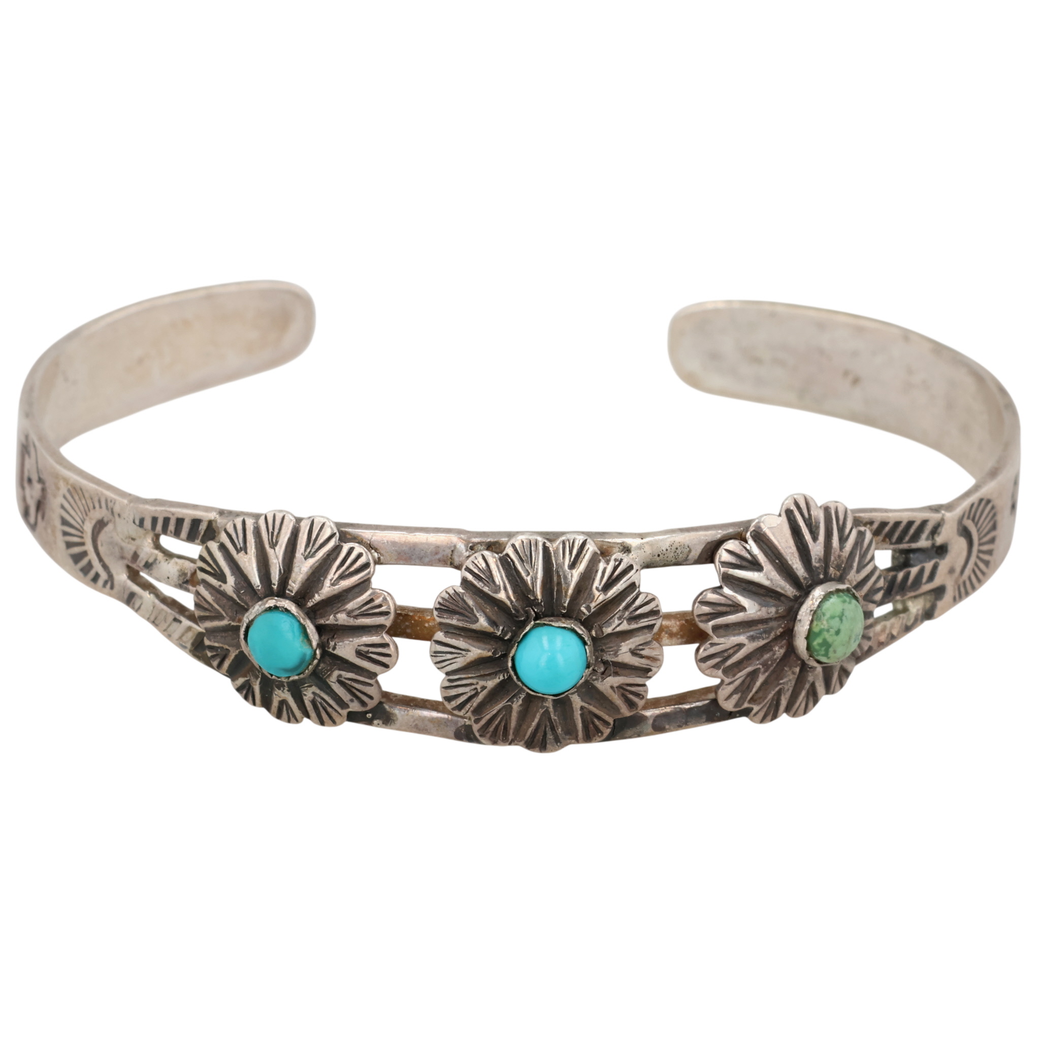 Vintage Navajo Sterling Turquoise Cuff Bracelet