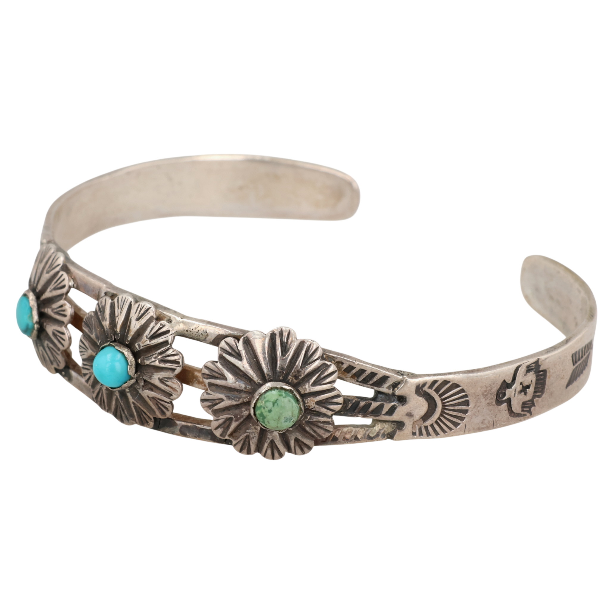 Vintage Navajo Sterling Turquoise Cuff Bracelet