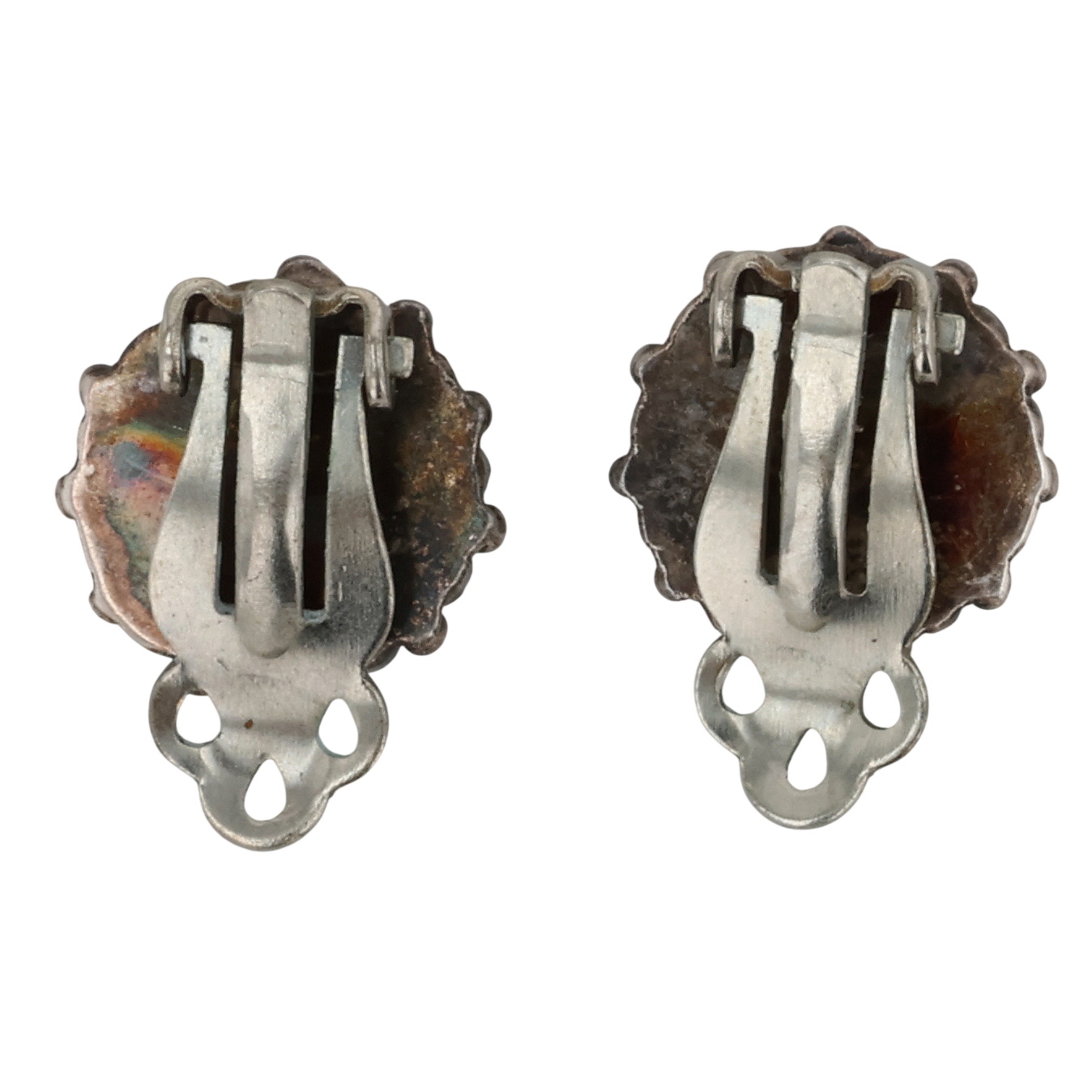 Signed Navajo Sterling Turquoise Petit Point Earrings