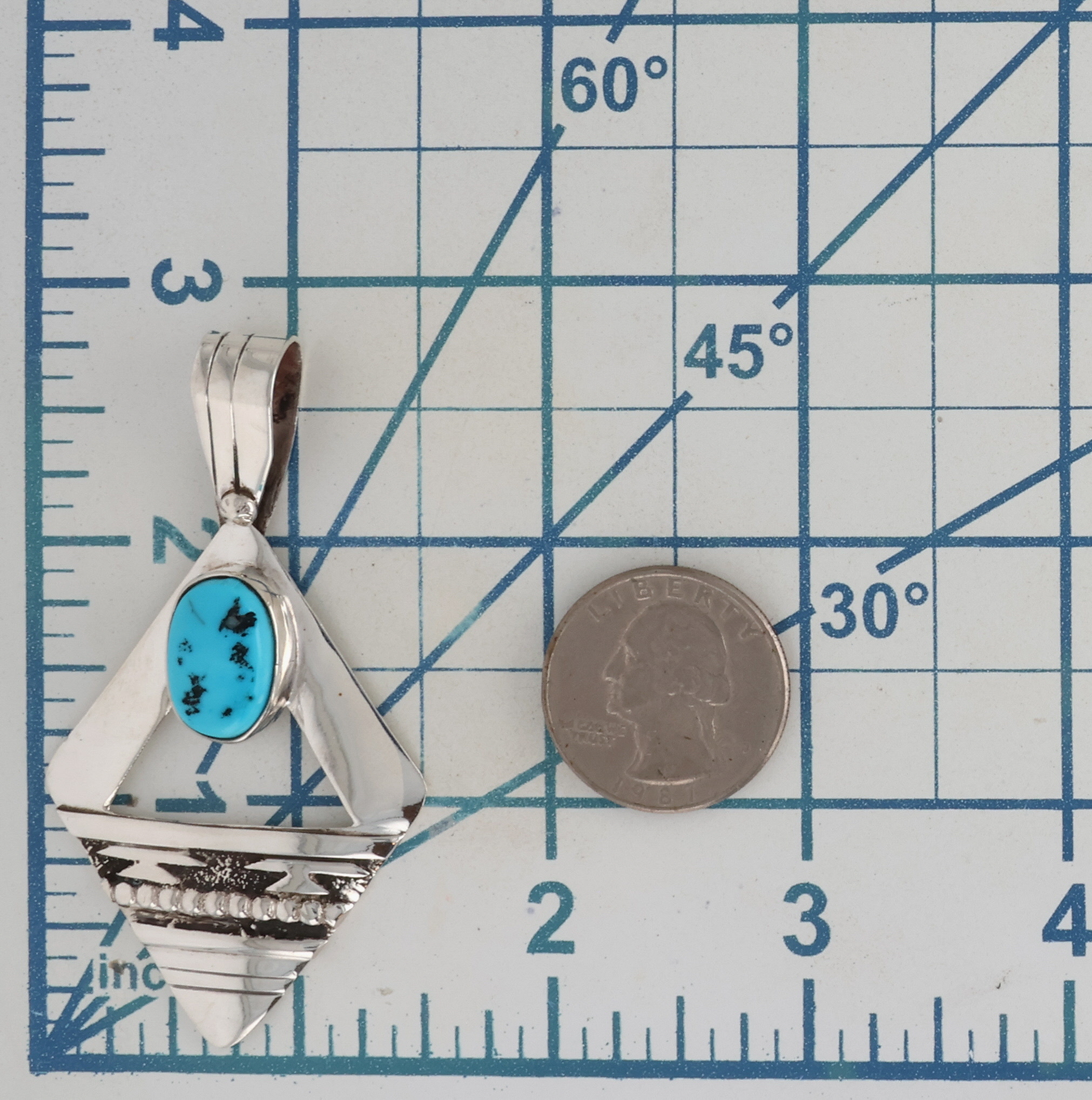Signed Navajo Sterling Turquoise Pendant