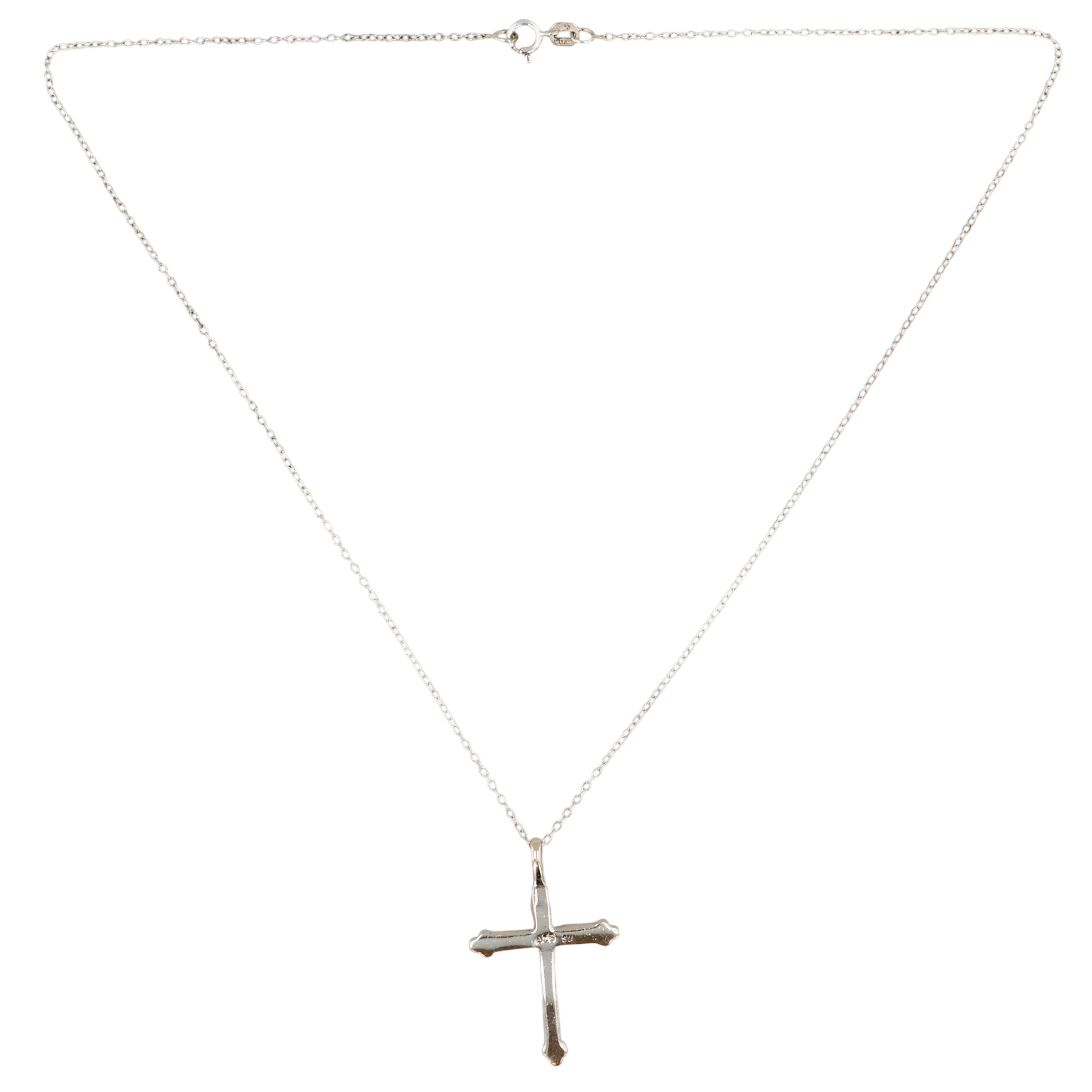Signed Southwest Sterling Multi-Stone Cross Necklace