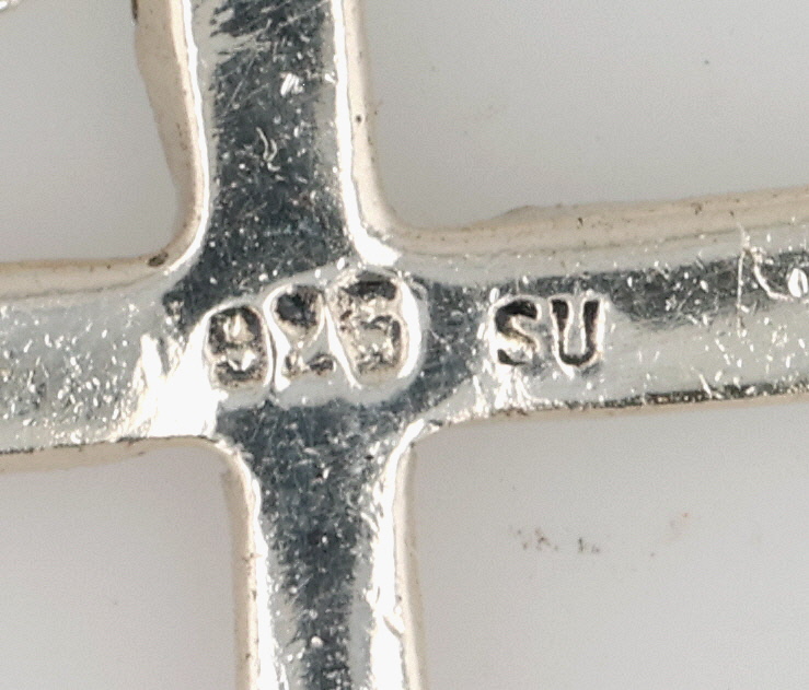Signed Southwest Sterling Multi-Stone Cross Necklace