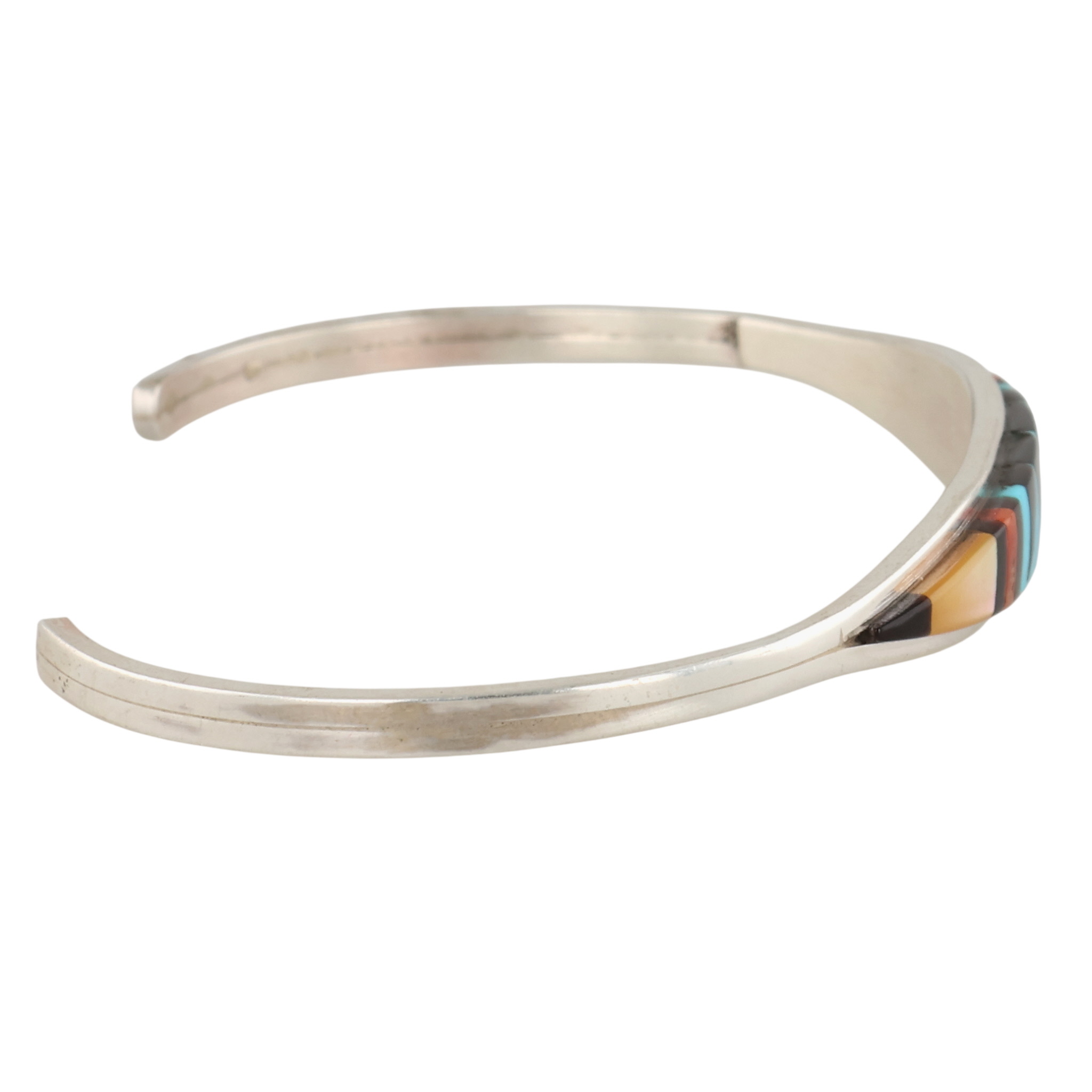 Cena Weebothee Zuni Sterling Multi-Stone Inlay Cuff Bracelet