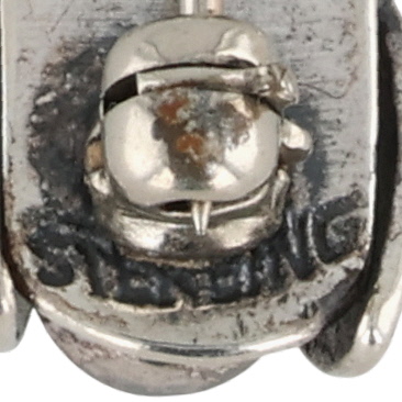 Navajo Sterling Turquoise Stamped Beetle Brooch