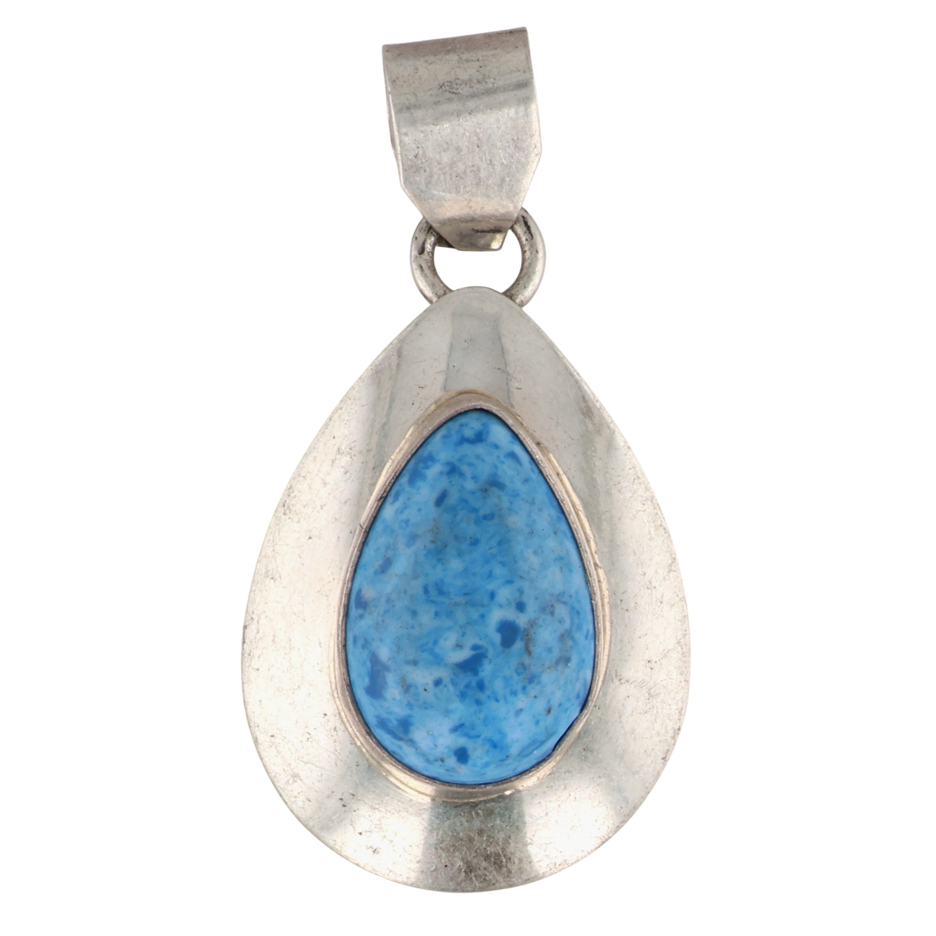 Signed Navajo Sterling Denim Lapis Lazuli Pendant