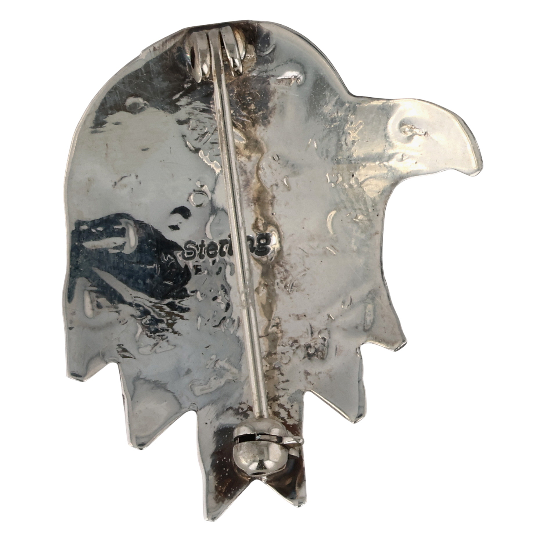 Navajo Sterling Turquoise Eagle Head Brooch