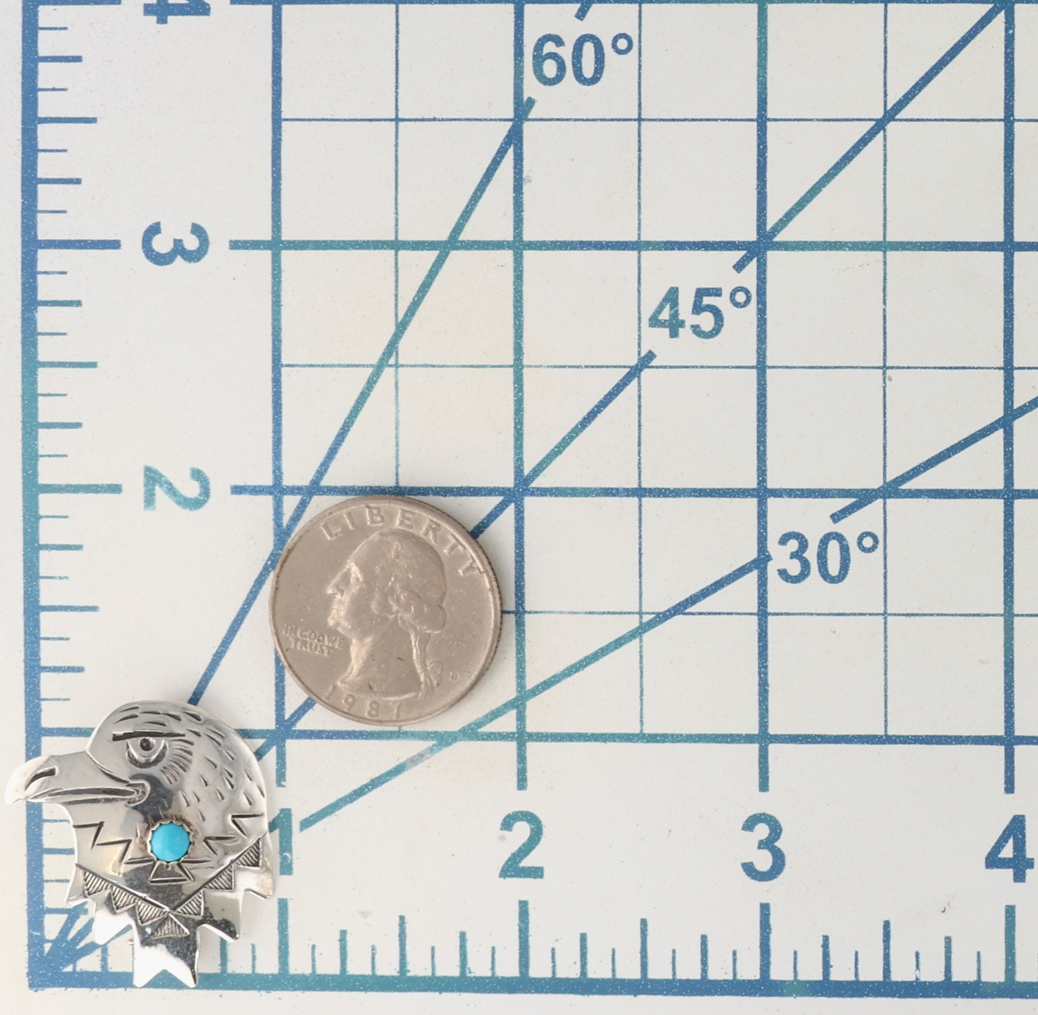 Navajo Sterling Turquoise Eagle Head Brooch
