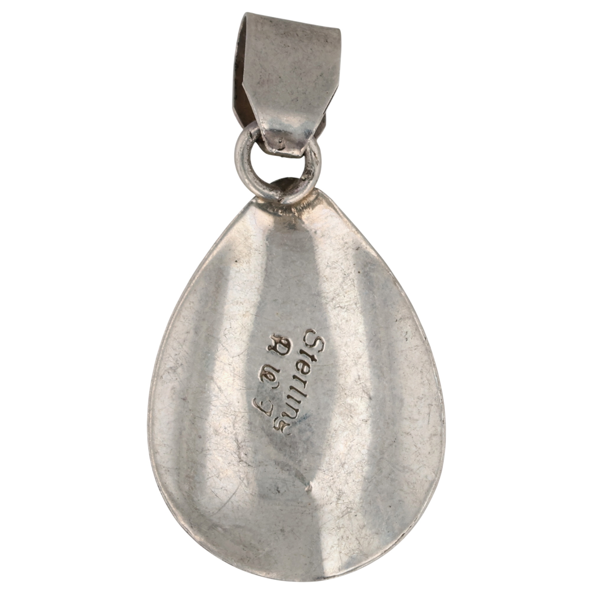 Signed Navajo Sterling Multi-Stone Inlay Pendant