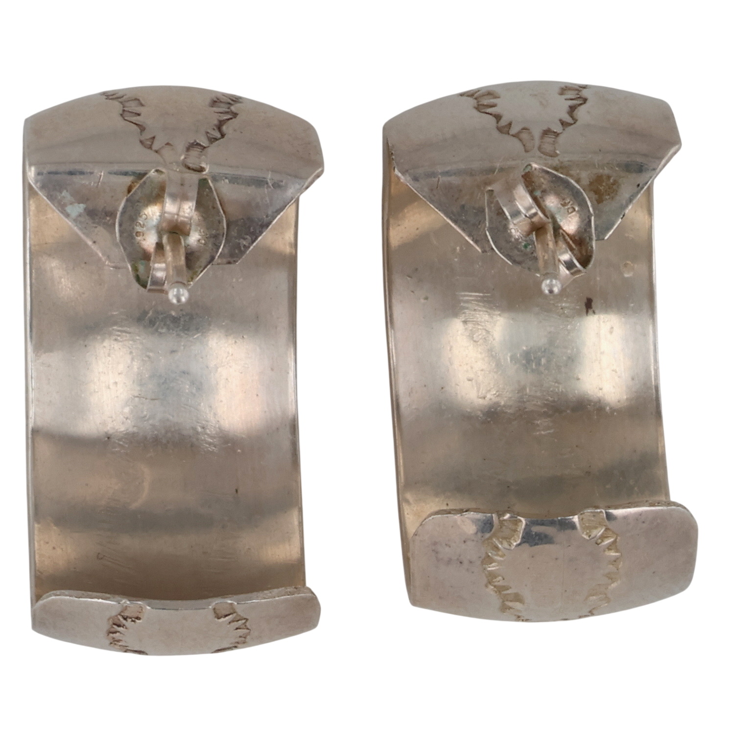Navajo Sterling Stamped Hoop Earrings