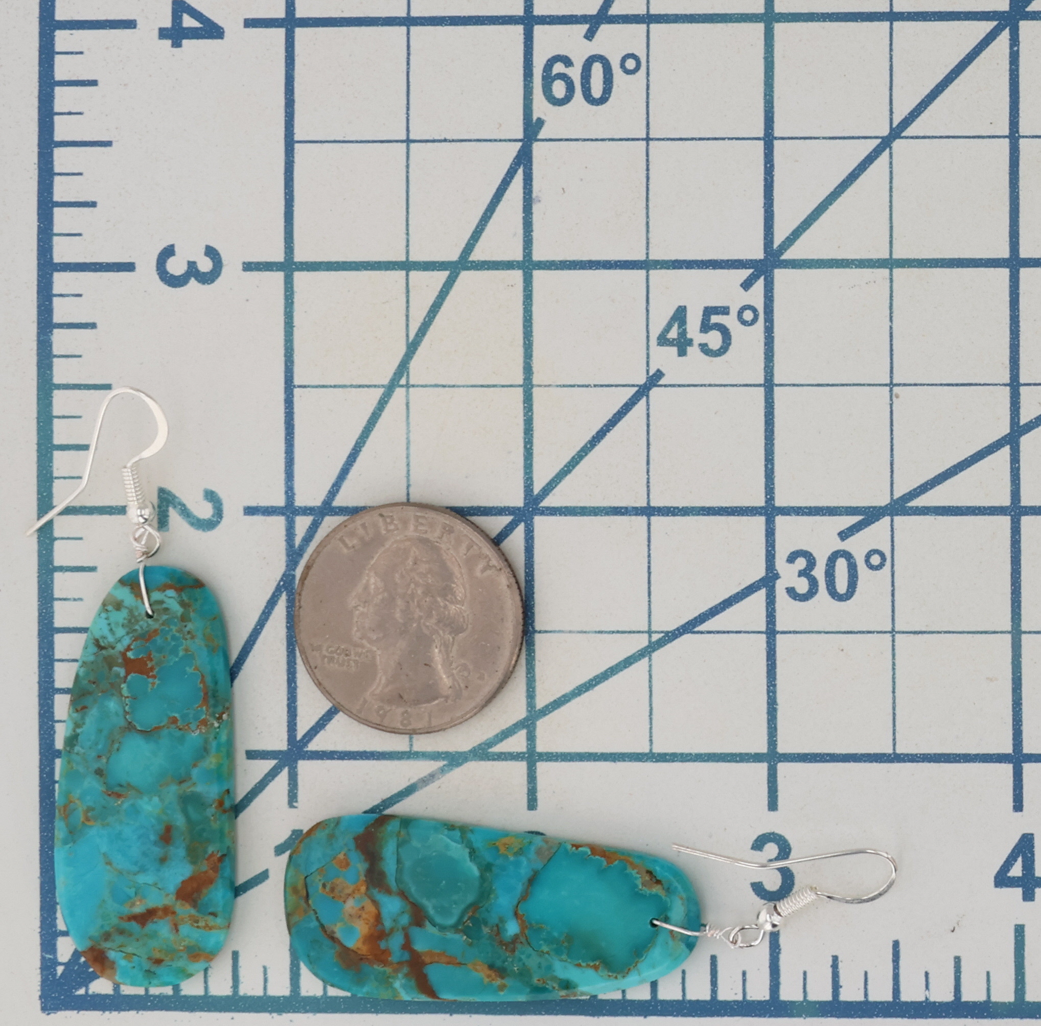 Jameson Pete Navajo Sterling Turquoise Slab Earrings