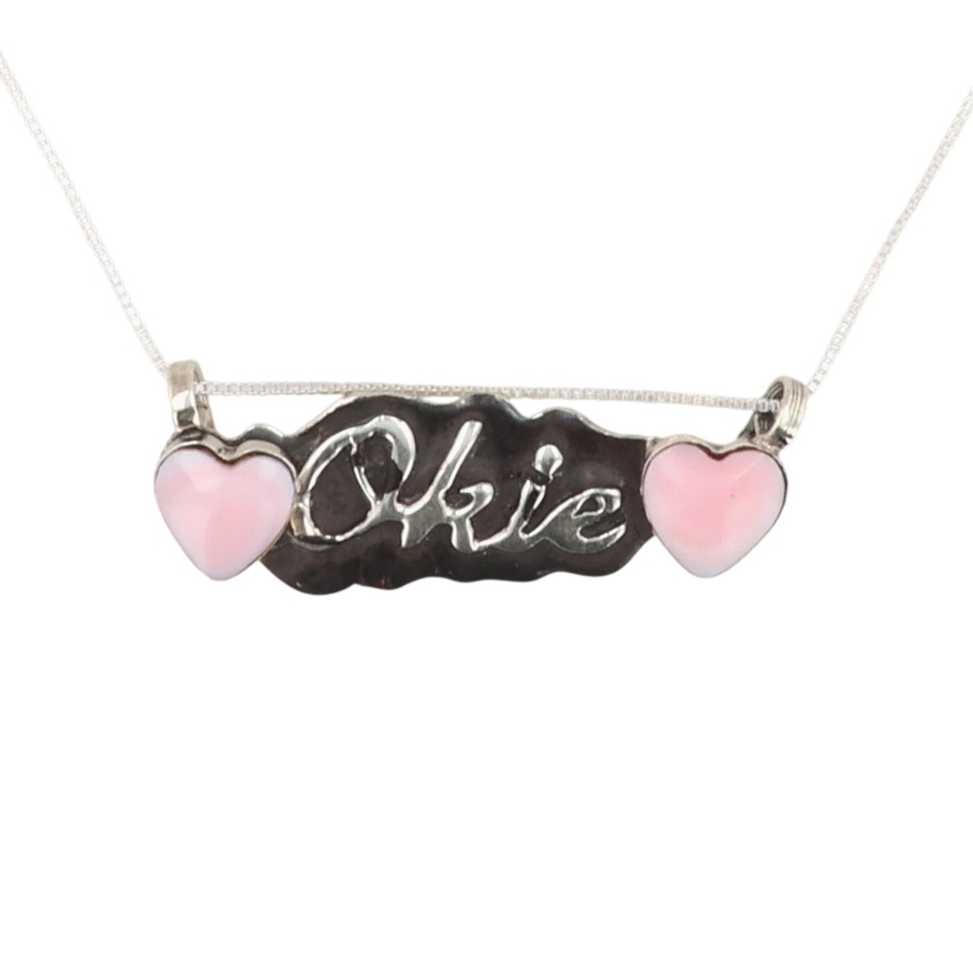 Myra Benally Navajo Sterling Pink Conch Okie Necklace