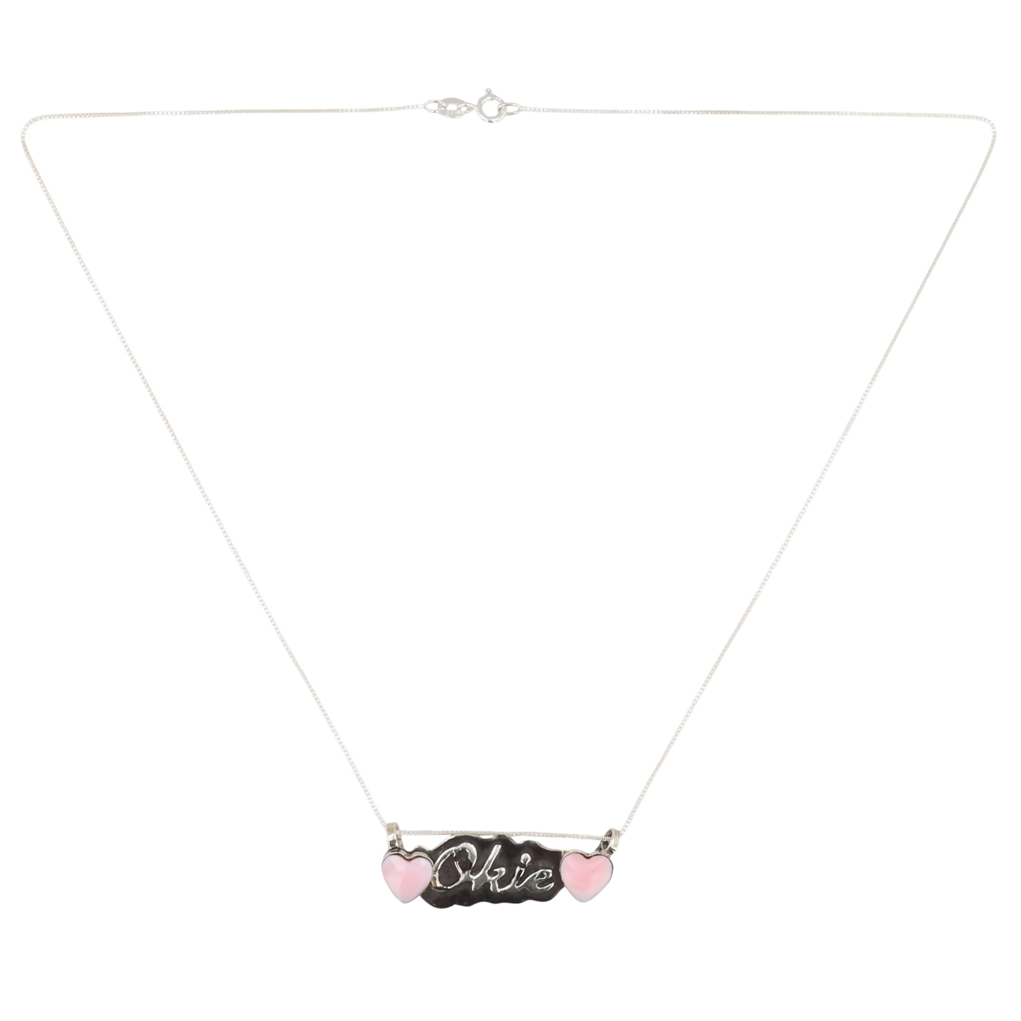Myra Benally Navajo Sterling Pink Conch Okie Necklace