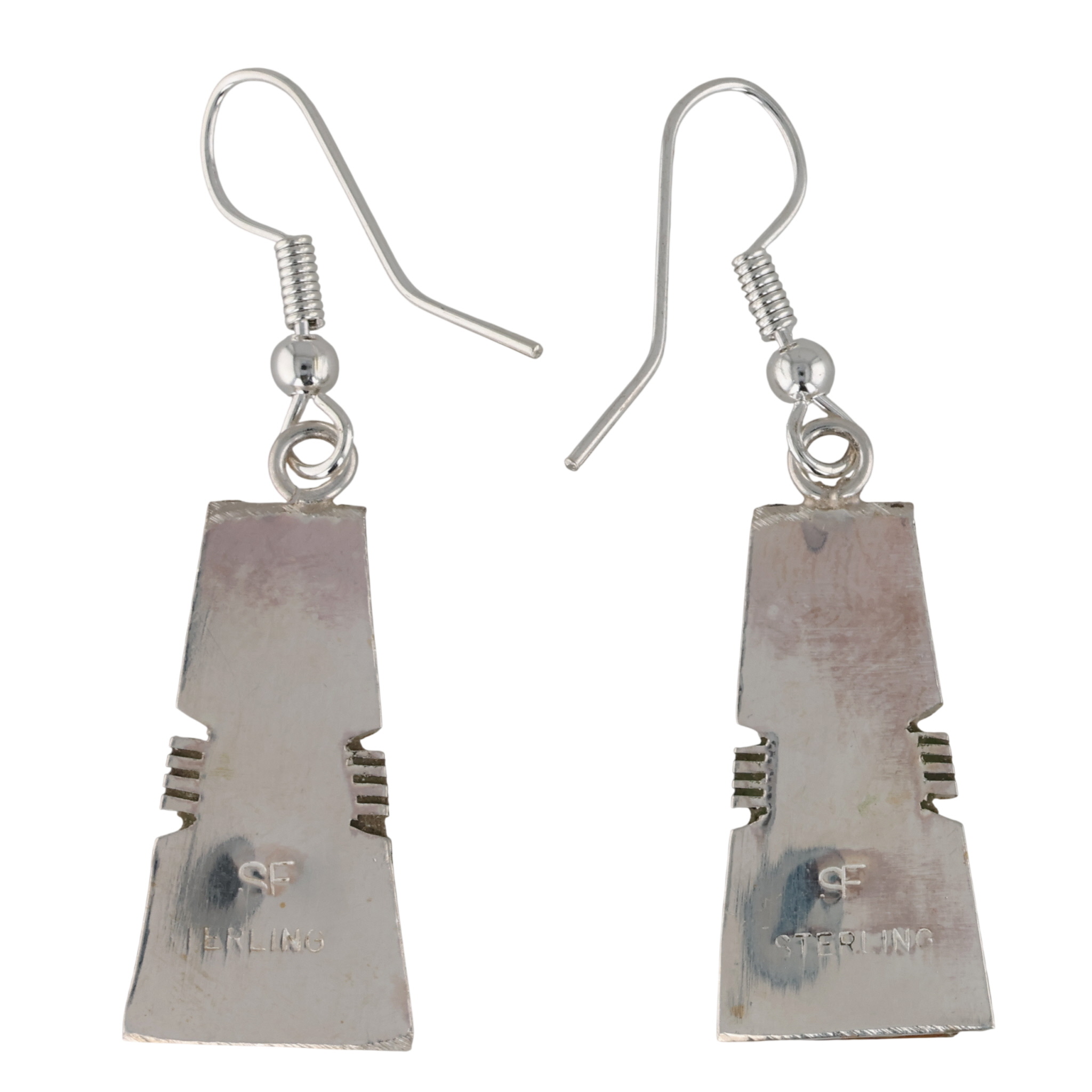 Steve Francisco Navajo Sterling Kingman Turquoise Inlay Earrings