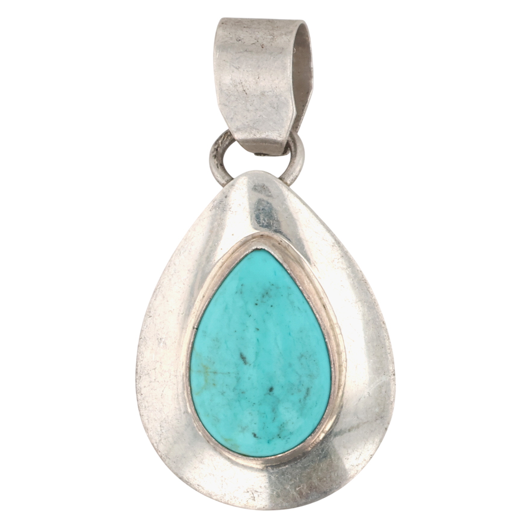Signed Navajo Sterling Turquoise Pendant