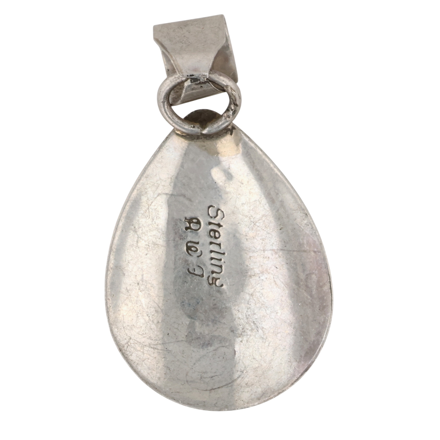 Signed Navajo Sterling Turquoise Pendant